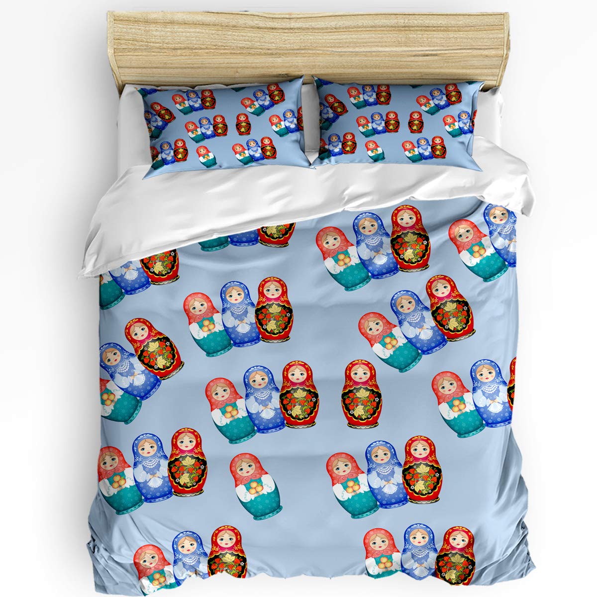 CHARMHOME Full Size Duvet Cover Set - 3 Piece Russian Matryoshka Dolls Pattern Bedding with Zipper Closure | Ultra Soft, Breathable & Comfortable for Men & Women | Perfect for Kids' Rooms, Dorm Decor or Unique Gift Idea