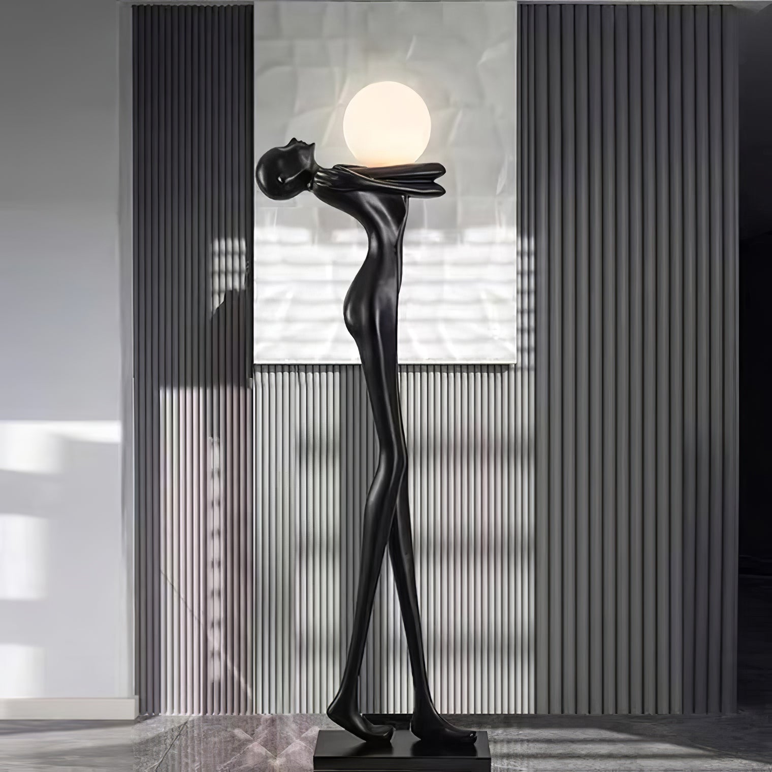 Modern Embrace Ball Sculpture Floor Lamp - Elegant LED Lighting for Living Room, Bedroom, or Office Decor - Perfect for Creating Ambient Lighting and Stylish Home Atmosphere