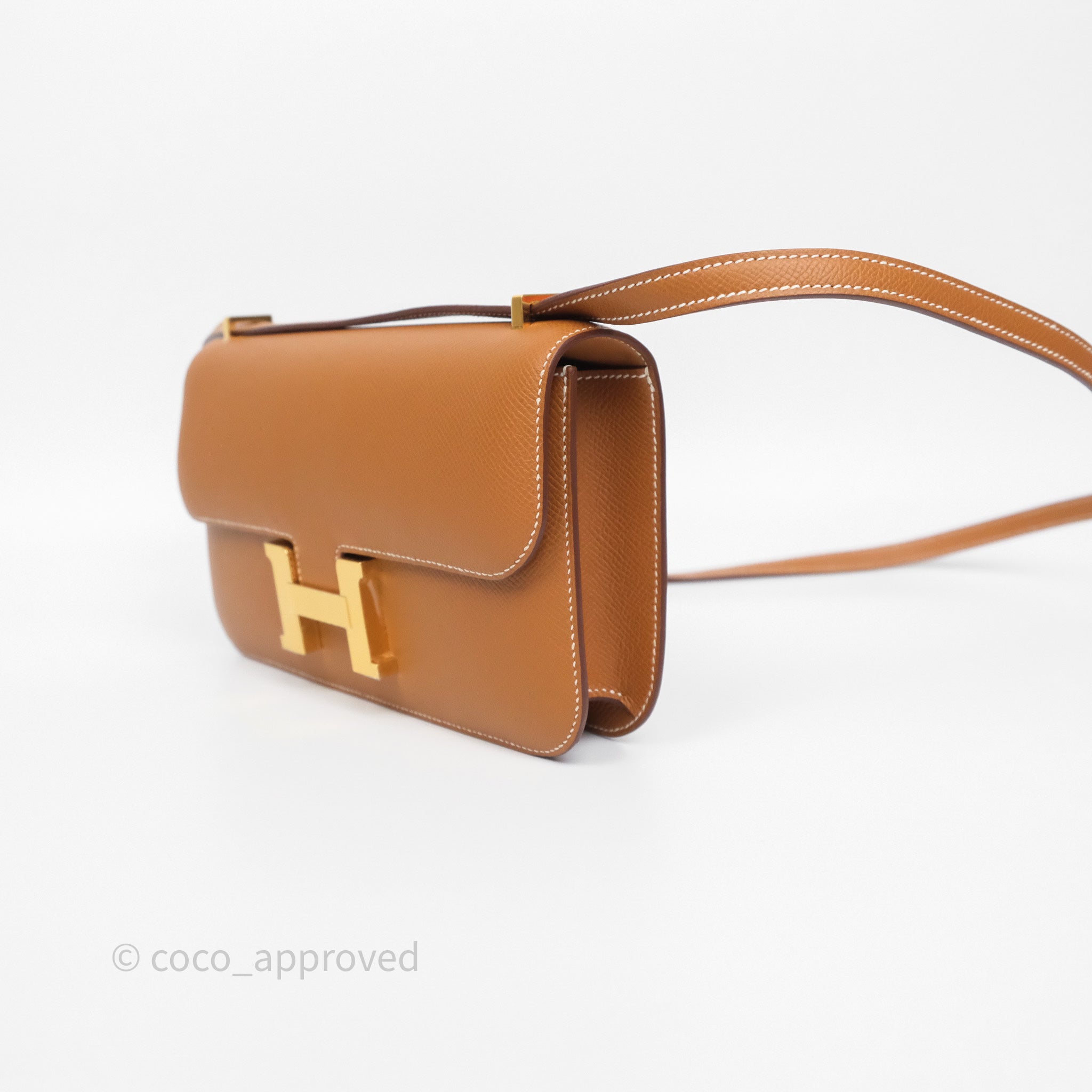 Authentic Hermès Constance Elan 37 Bag in Gold Epsom Leather with Gold Hardware - Luxury Designer Handbag for Women | Perfect for Evening Events, Parties & Special Occasions
