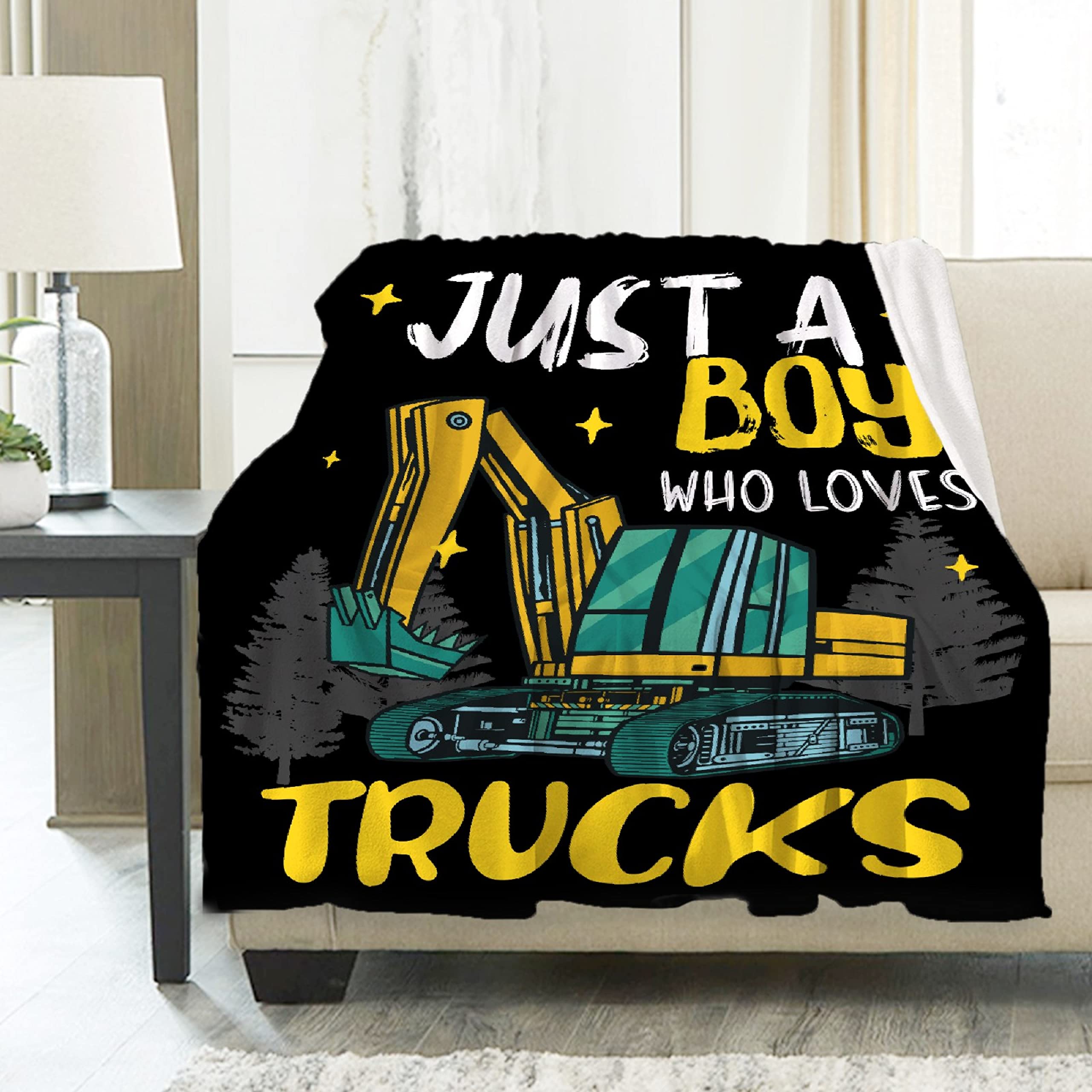 Ultra Soft Warm Lightweight Flannel Truck Blanket for Boys - 120