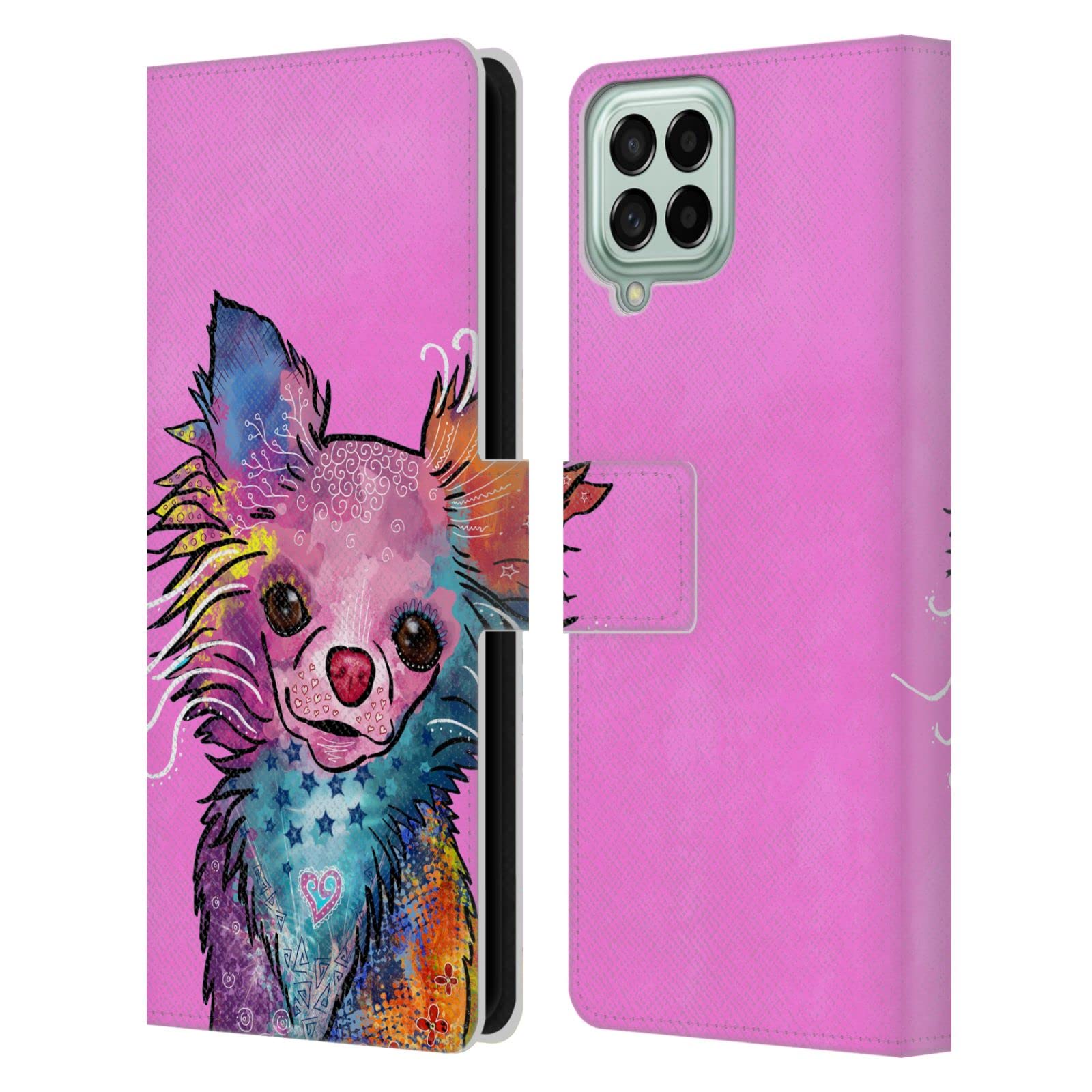 Head Case Designs Officially Licensed Duirwaigh Chihuahua Dog Leather Wallet Case Cover for Samsung Galaxy M33 (2022) - Perfect for Travel, Work & Everyday Protection