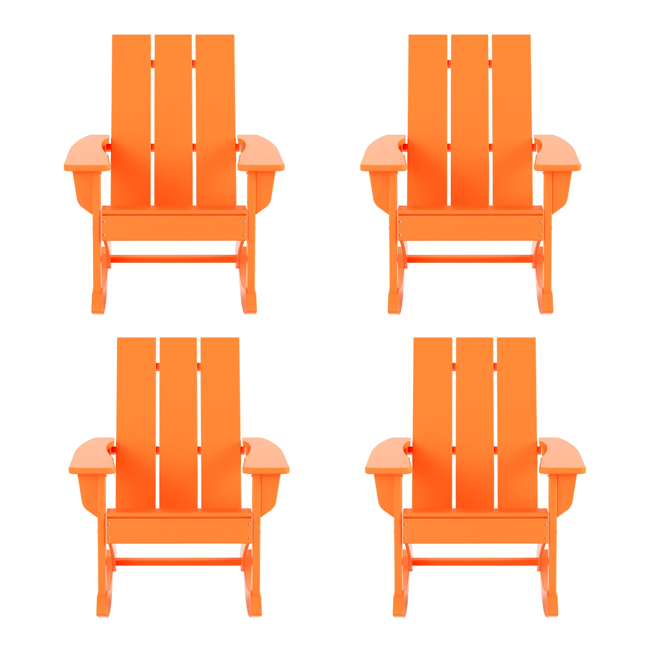WO Home Furniture 4-Piece Patio Rocking Chair Set - Traditional Outdoor HDPE Rockers with UV & Weather Resistance (Dark Green) - Perfect for Backyard, Garden, Porch & Poolside Relaxation