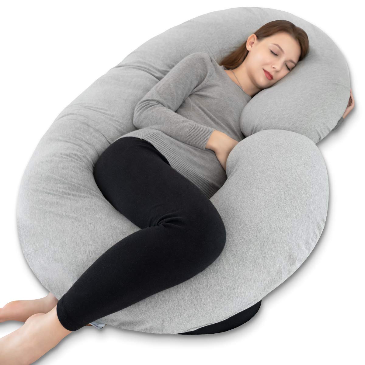 **Maternity Body Pillow for Pregnant Women - C-Shaped Pregnancy Pillow with Soft Jersey Cover | Comfortable Support for Sleeping, Back Pain Relief & Relaxation**