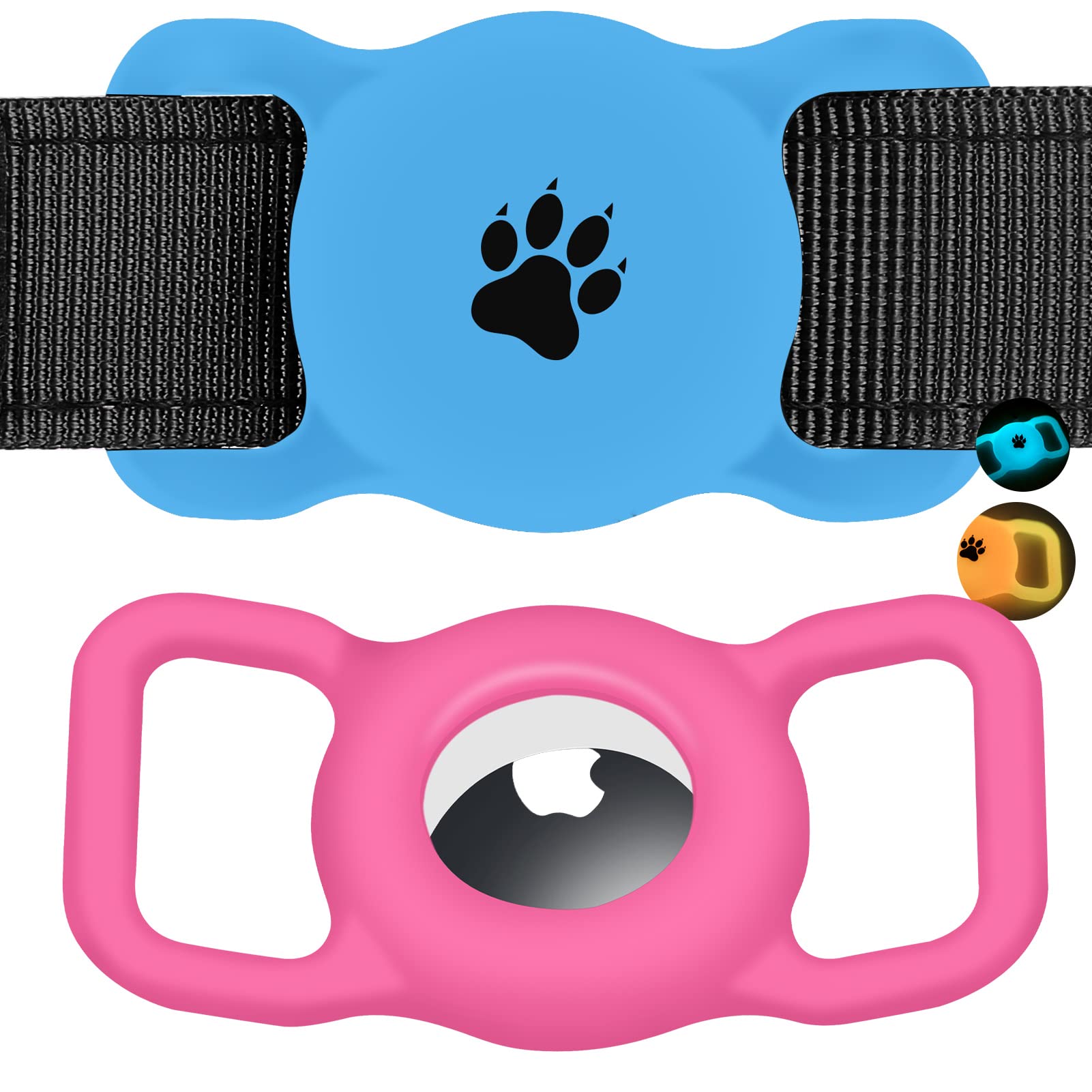 2 Pack Silicone AirTag Holder for Dog Collar - Waterproof GPS Tracker Case Compatible with Apple AirTags, Anti-Lost Pet Tag Accessory for Cats & Dogs | Perfect for Hiking, Travel & Outdoor Adventures