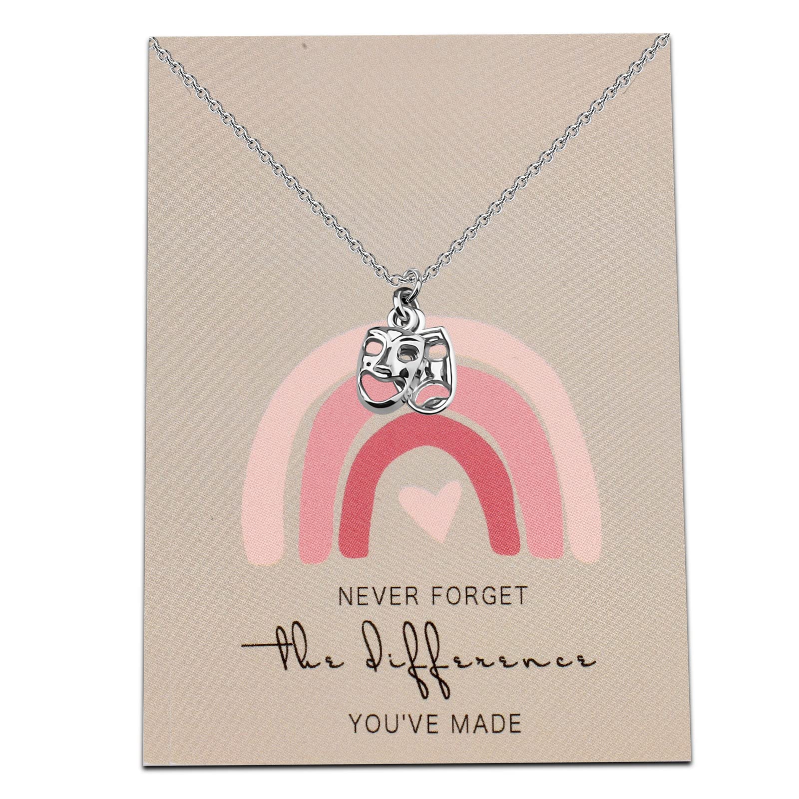 MYOSPARK Comedy and Tragedy Mask Pendant Necklace - Theater Lover Gift, Drama Graduation Present with Gift Card - Perfect for Actors, Theater Students, and Drama Enthusiasts