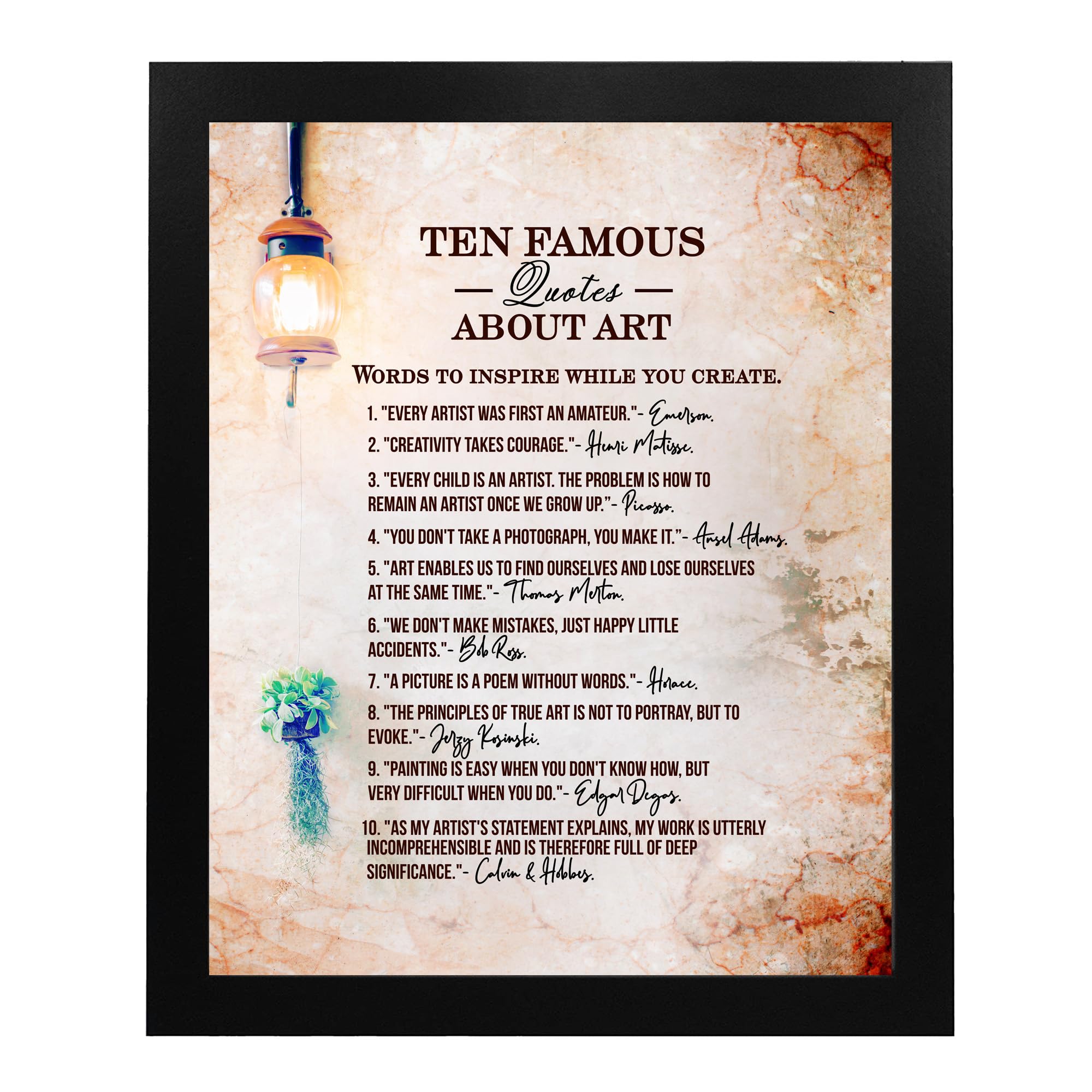 10 Famous Quotes About Art - Inspirational Artist Quote Wall Art Print | Distressed Parchment Replica | Home, Office, Classroom & Living Room Decor | Unframed 11x14 | Perfect for Gallery Walls, Study Spaces & Creative Work Areas