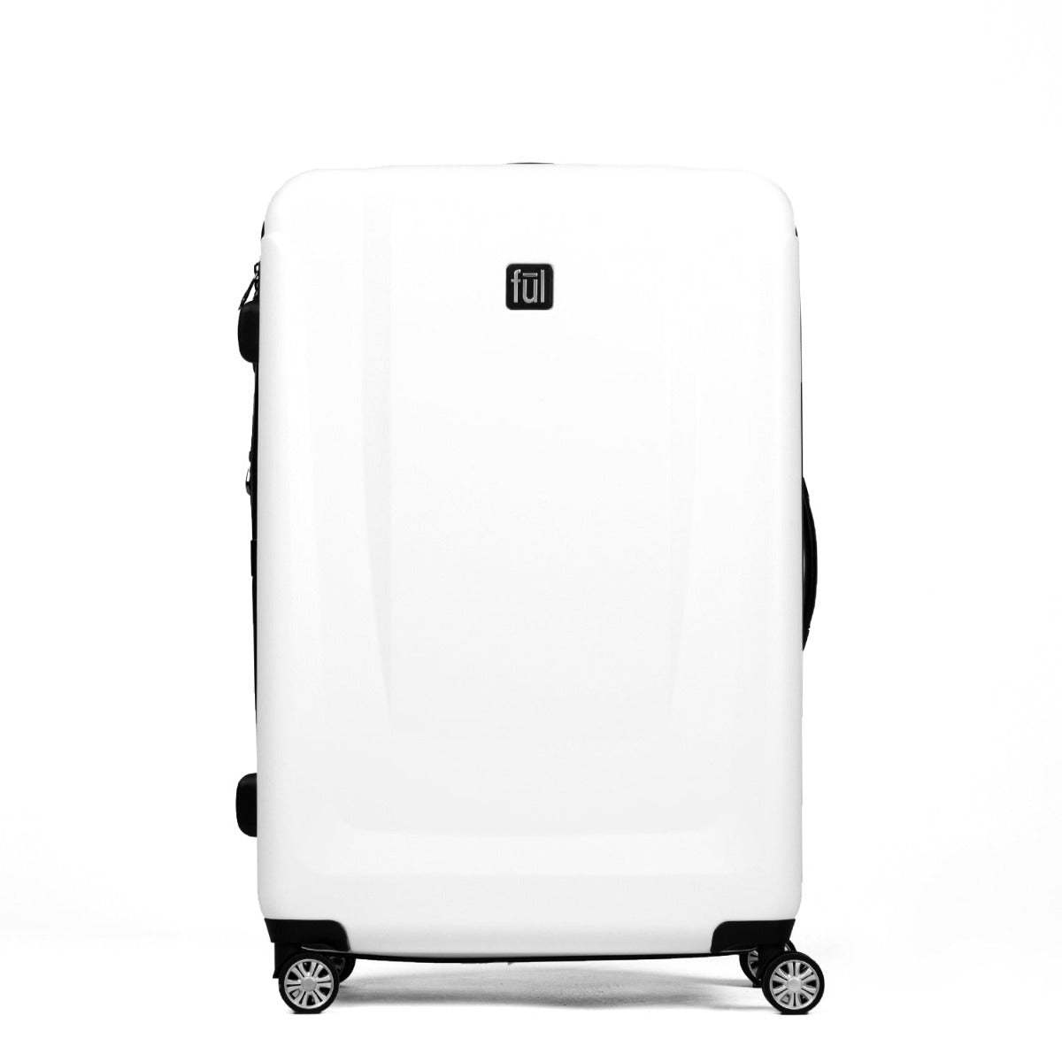 FŪL 25 Expandable White Rolling Luggage - High Capacity Suitcase for Travel & Business Trips | Durable Spinner Wheels & Smooth Mobility