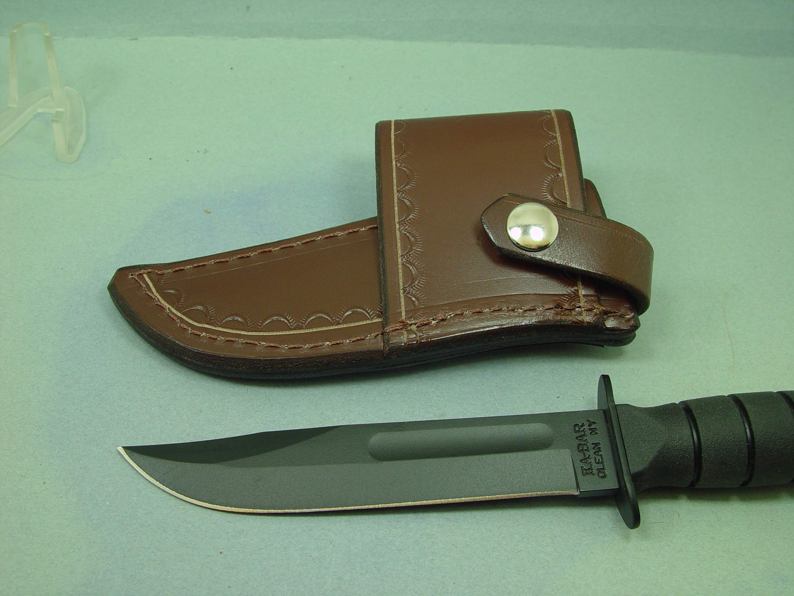 Custom Leather Knife Sheath for KA-BAR Short Marine Fighter - Durable Handmade Leather Sheath for Hunting, Camping & Outdoor Survival Gear