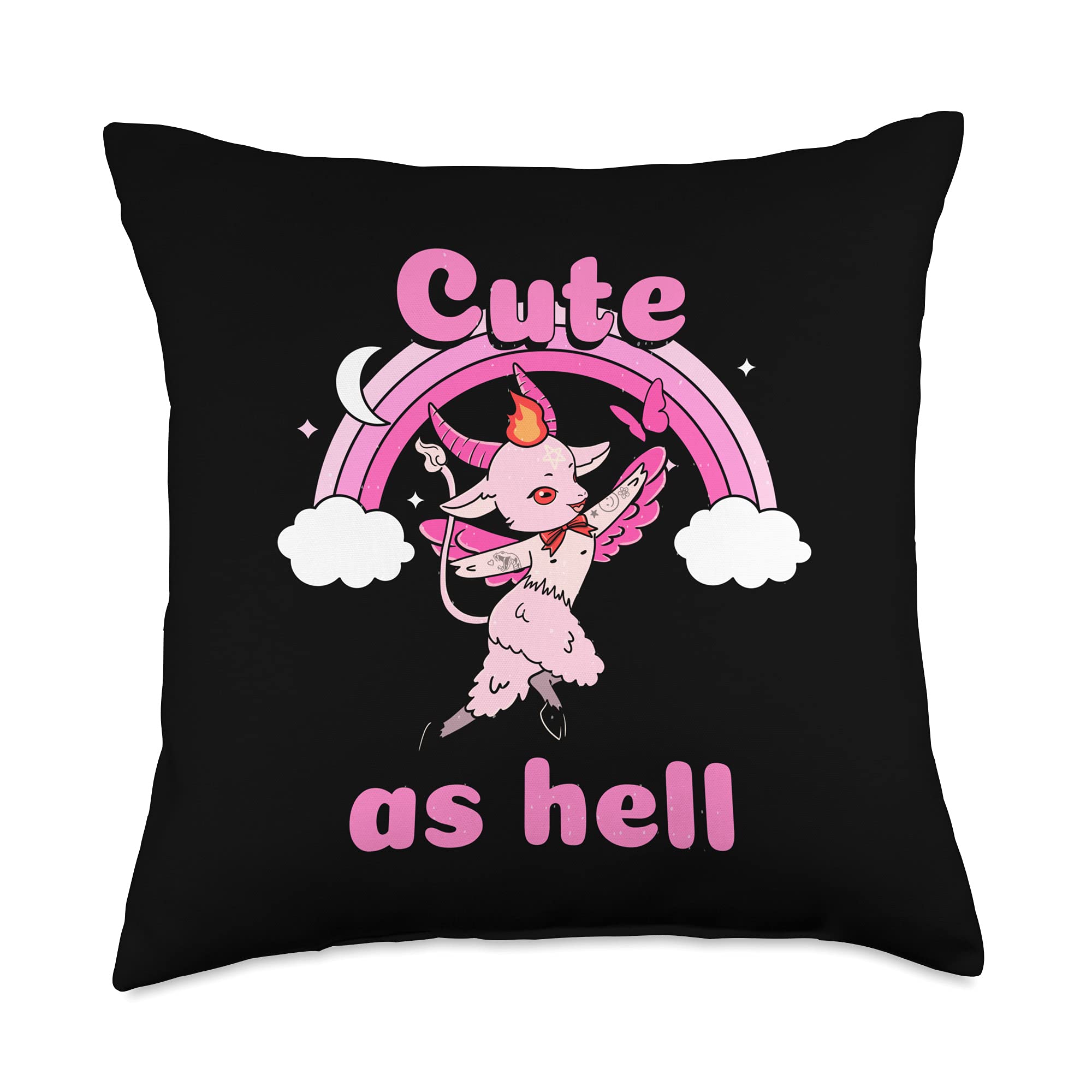 Cute Anime Baphomet Pastel Goth Throw Pillow - 18x18 Inch Soft Decorative Pillow for Bedroom, Living Room & Anime Lover Gifts - Kawaii Emo Punk Home Decor