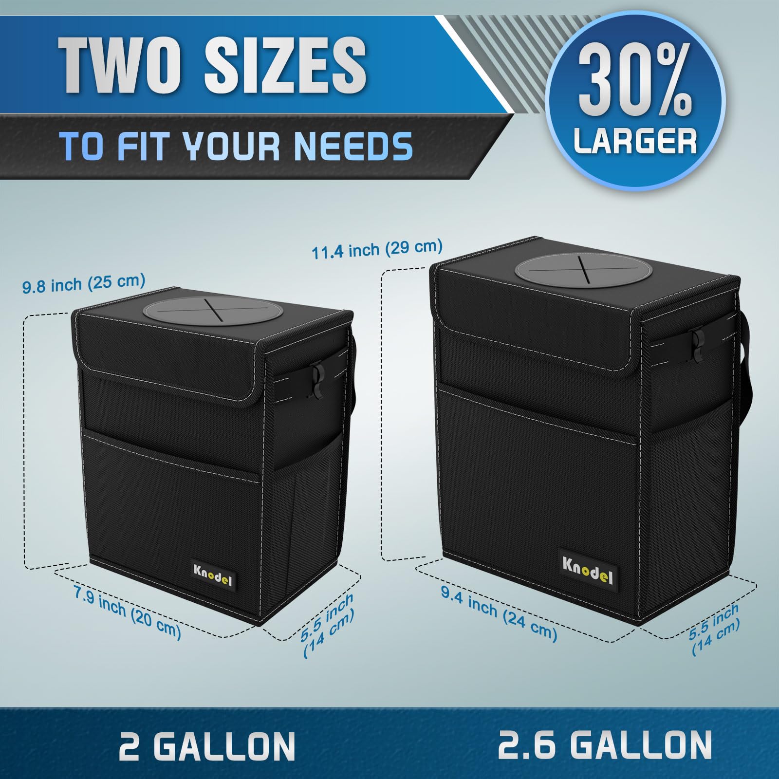 Waterproof Car Trash Can with Lid - Leak-Proof Hanging Car Garbage Bin for SUV, Truck & Vehicle - Large Black Auto Waste Container for Road Trips, Commuting & Travel