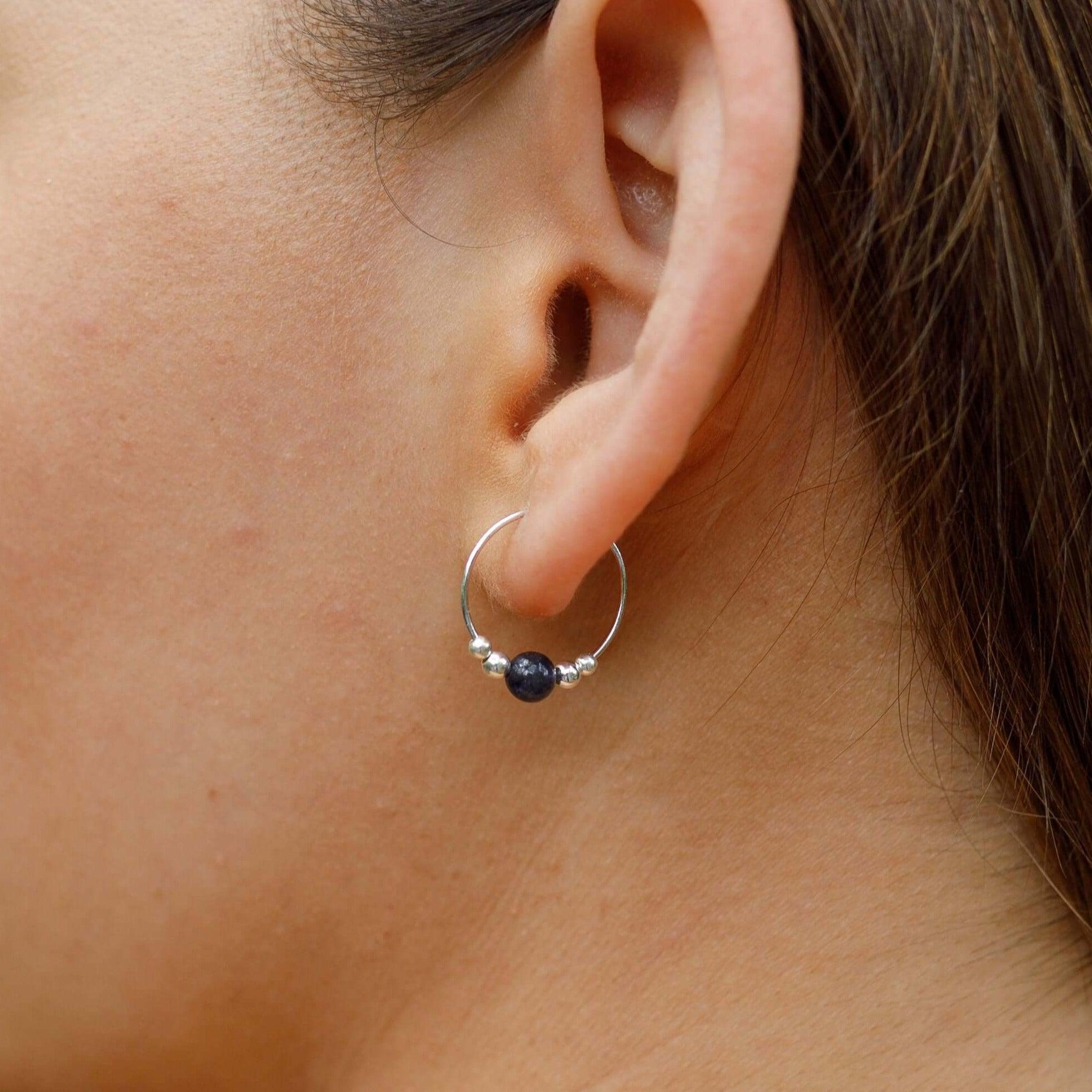 Iolite Gemstone Hoop Earrings - Dainty & Elegant Jewelry for Women | Perfect for Everyday Wear, Parties & Gifts