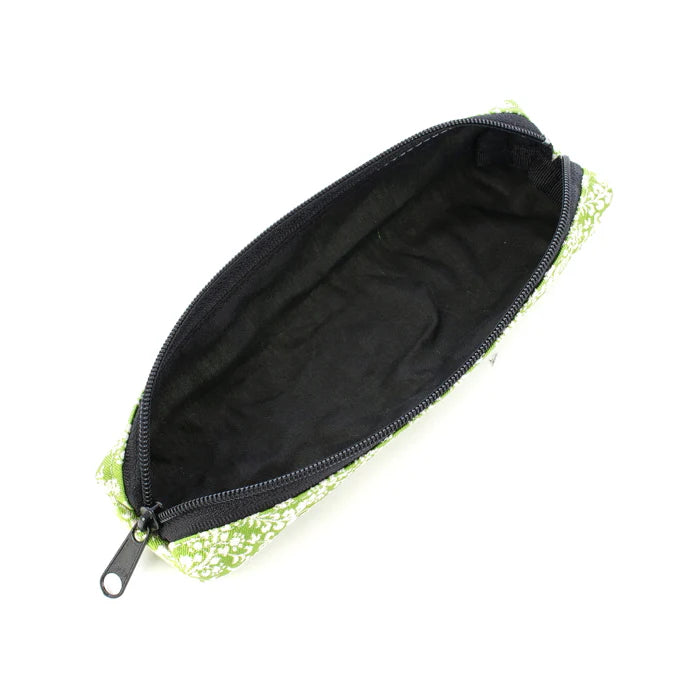 Japanese Nishijin Woven Pencil Case - Kyoto Traditional Floral & Dog Design - Handcrafted in Japan | Perfect for School, Office & Art Supplies Organization