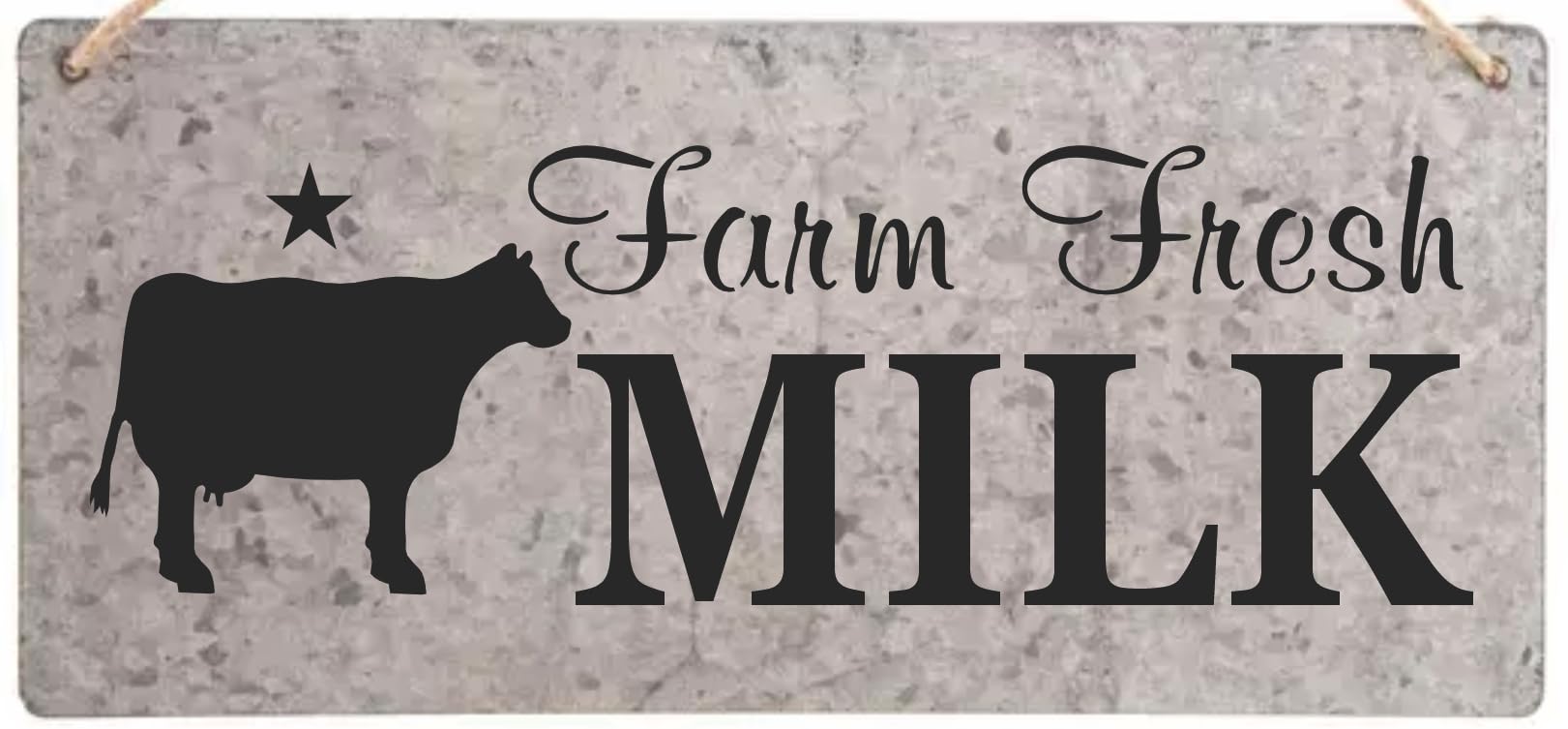 Farm Fresh Milk Dairy Cow Barn Star Country Kitchen Decor DIY Craft Signs - Rustic Farmhouse Wall Art for Kitchen, Dining Room, or Country Home Decor (WES1A)