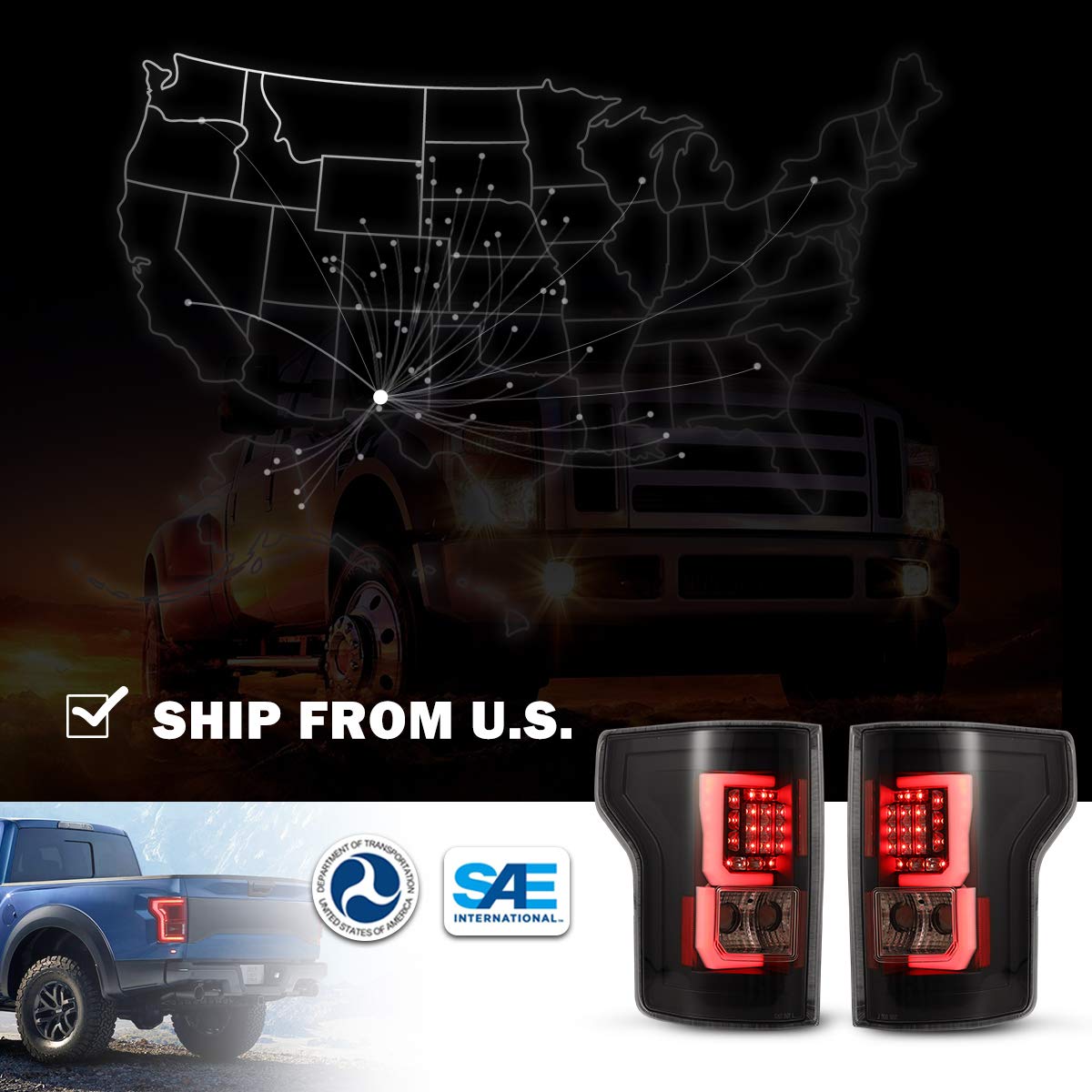 Nixon Offroad LED Tail Lights Assembly for 2015-2017 Ford F-150 - Compatible with Factory Halogen Models (Not for LED or Blind Spot System) - Left & Right Pair with Clear Lens - Upgrade for Enhanced Visibility & Style on Off-Road Adventures
