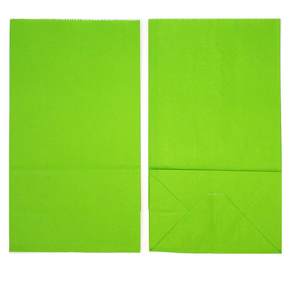 KEYYOOMY 100-Pack Small Green Paper Bags - 4.7x2.4x8.7 Inch Eco-Friendly Party Favor Bags for Goodie Bags, Lunches, Baby Showers & Birthday Parties