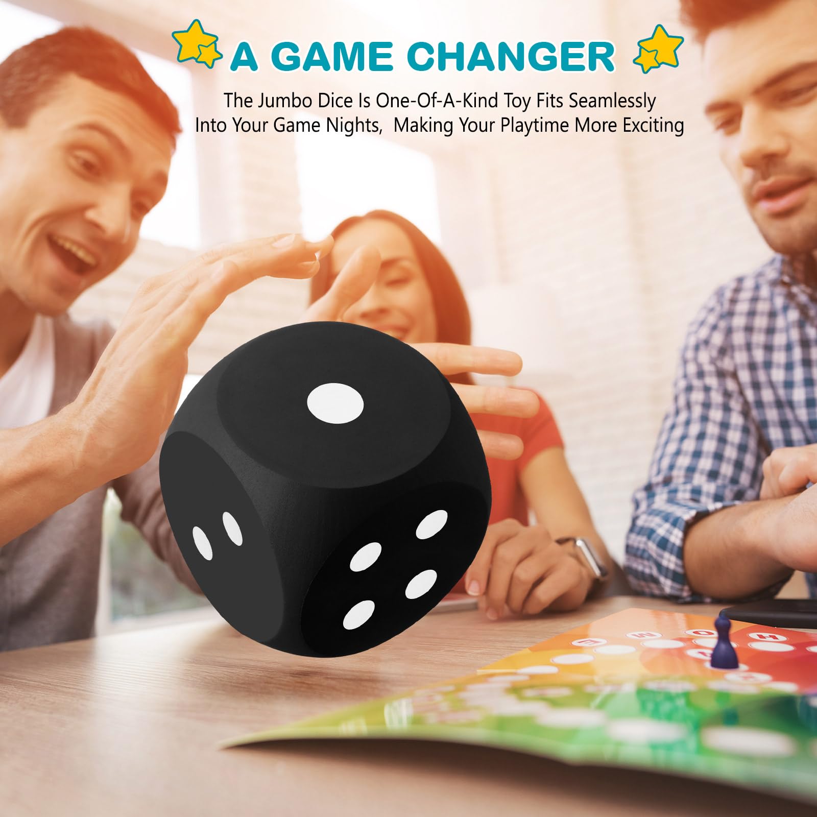 Shappy 6 Inch Large Foam Dice - Fun Educational Toy for Game Nights, Learning Activities, and Decor (Black, 1 Piece) - Perfect for Family Game Nights, Classroom Learning, and Party Decorations