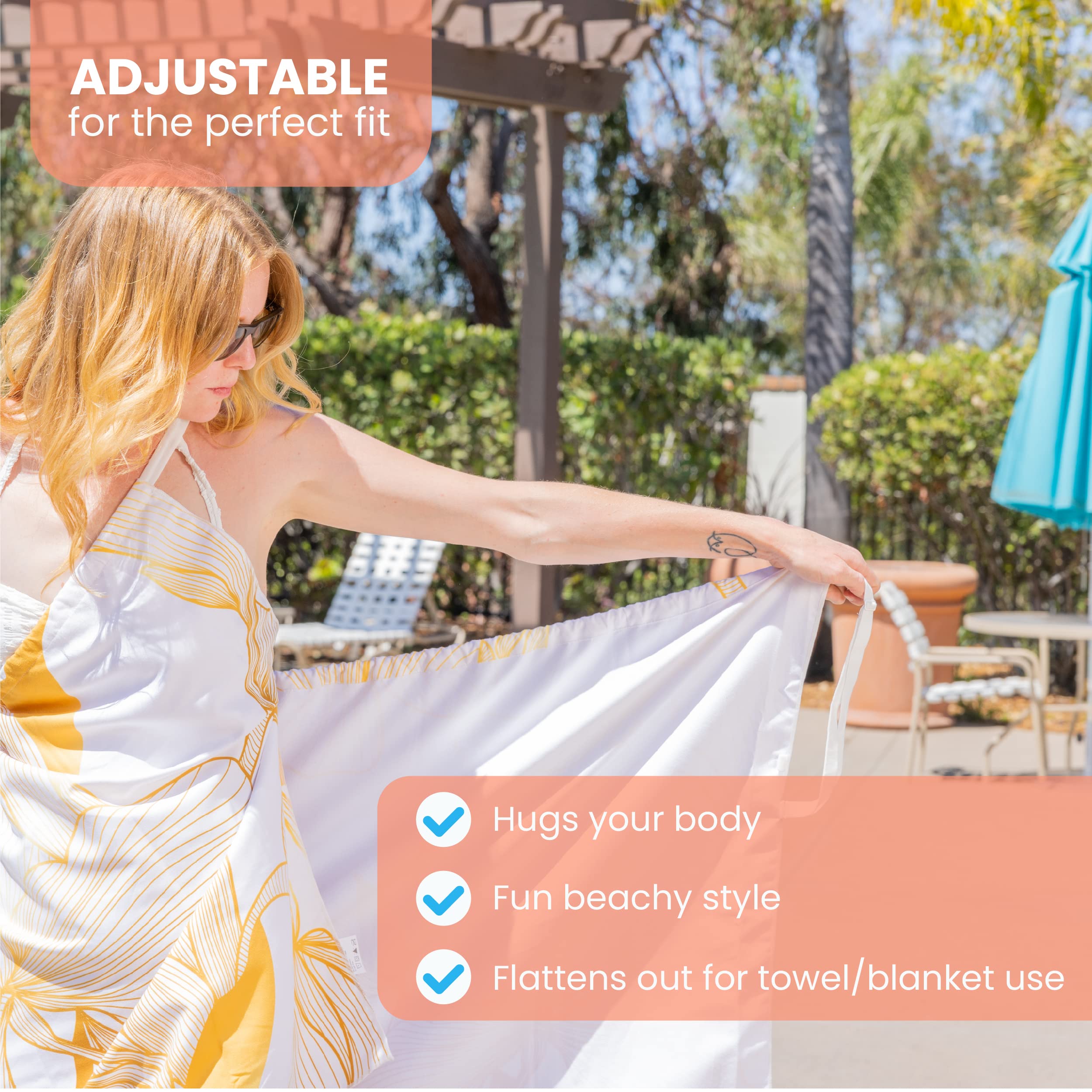Modern Comfort Towel Wrap - Ultra Soft Microfiber Beach Towel, Blanket & Adjustable Coverup | Quick Drying & Sand Free | Sizes S/M/L | Perfect for Beach, Pool, Yoga & Travel