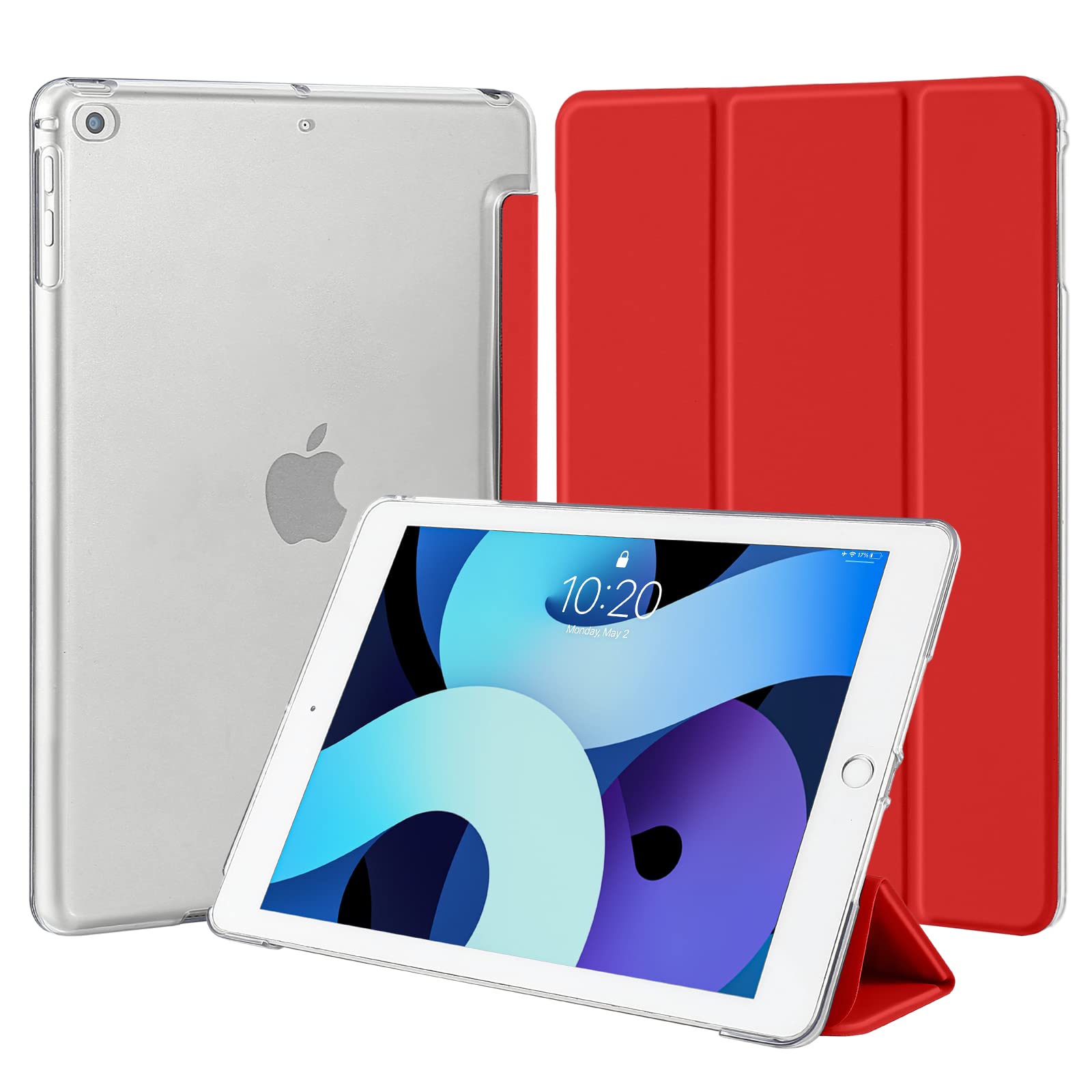 4UBonLife iPad 6th/5th Gen 9.7 Inch Case (2018/2017), iPad Air 1 (2013)/Air 2 (2014) Protective Cover - Slim Lightweight Hard Shell with Frosted Translucent Back - Red | Perfect for Work, School & Travel