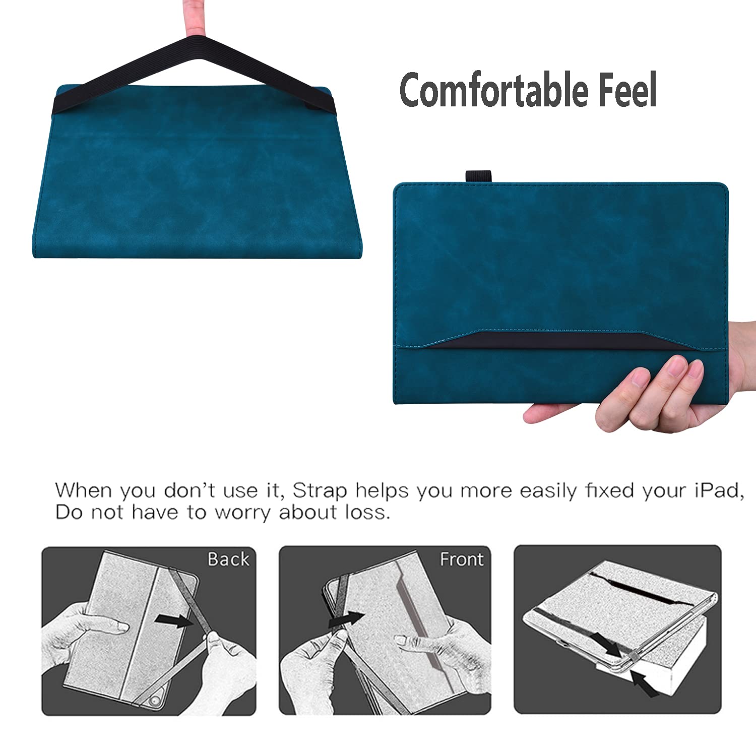 Premium PU Leather iPad 9.7 Case for iPad 5th/6th Gen (2018/2017) & iPad Air 2/Air - Multi-Angle Stand, Auto Sleep/Wake Smart Cover, Peacock Blue - Perfect for Work, Study & Travel