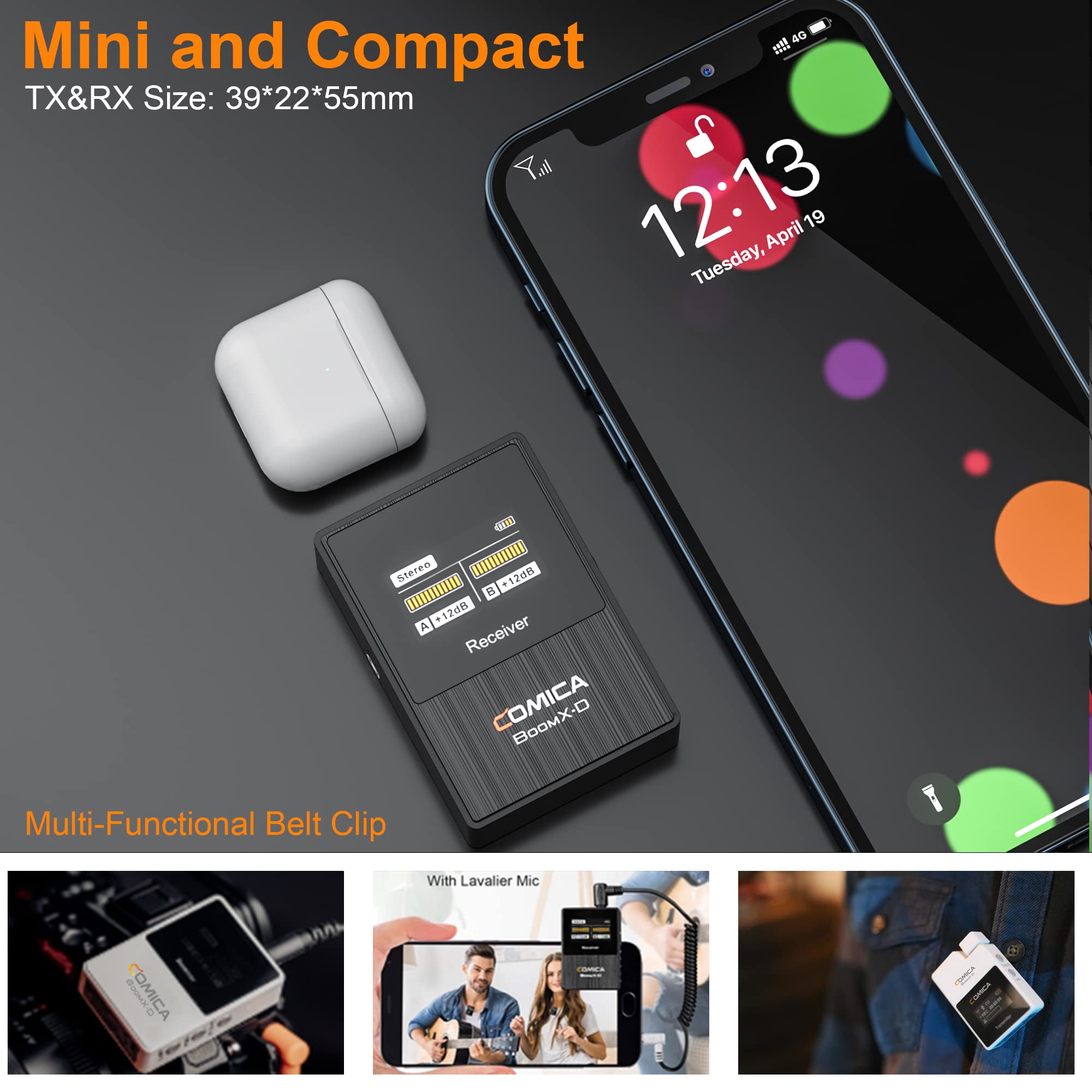 COMICA BoomX-D1 Wireless Lavalier Microphone System - Noise Cancelling Lapel Mic for Camera, Smartphone, Laptop with Low Latency & Real-Time Monitoring | Ideal for Vlogging, Interviews, Live Streaming & Content Creation