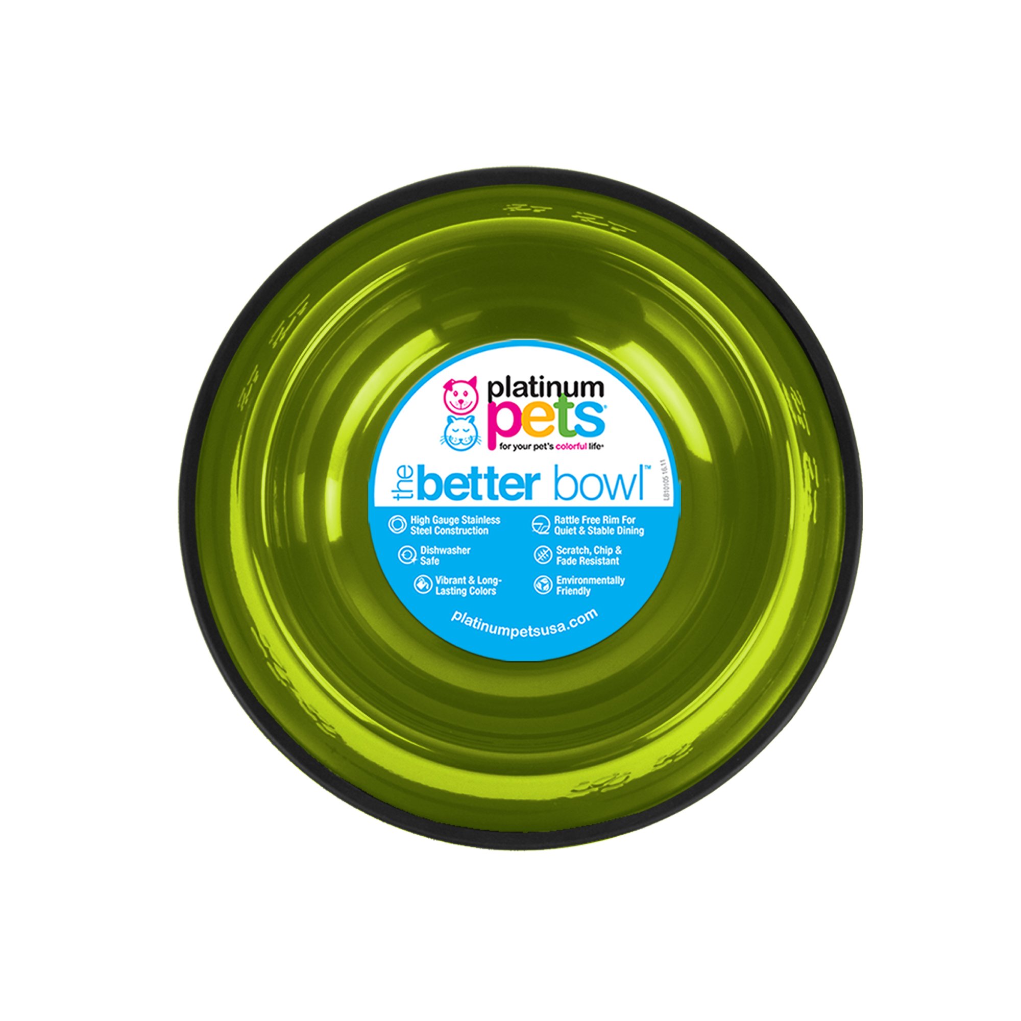 Platinum Pets Non-Tip Stainless Steel Dog Bowl - 50oz Large Pet Food & Water Dish for Dogs - Durable Anti-Slip Base - Corona Lime Color - Perfect for Large Breed Dogs, Outdoor Feeding & Travel Use
