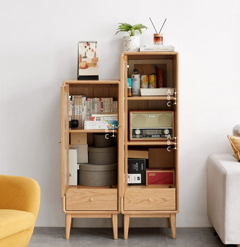 Solid Oak and Pine Wood Side Cabinet - Rustic Nightstand, Bedside Table, or Entryway Storage - Perfect for Bedroom, Living Room, or Hallway