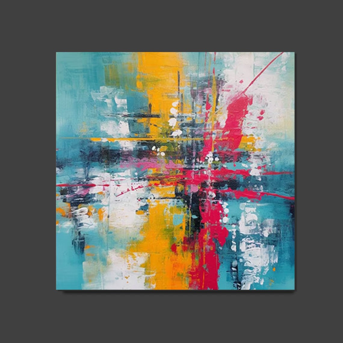 Modern Abstract Acrylic Painting for Dining Room - Contemporary Palette Knife Artwork with Heavy Texture - Extra Large Wall Decor for Home & Office