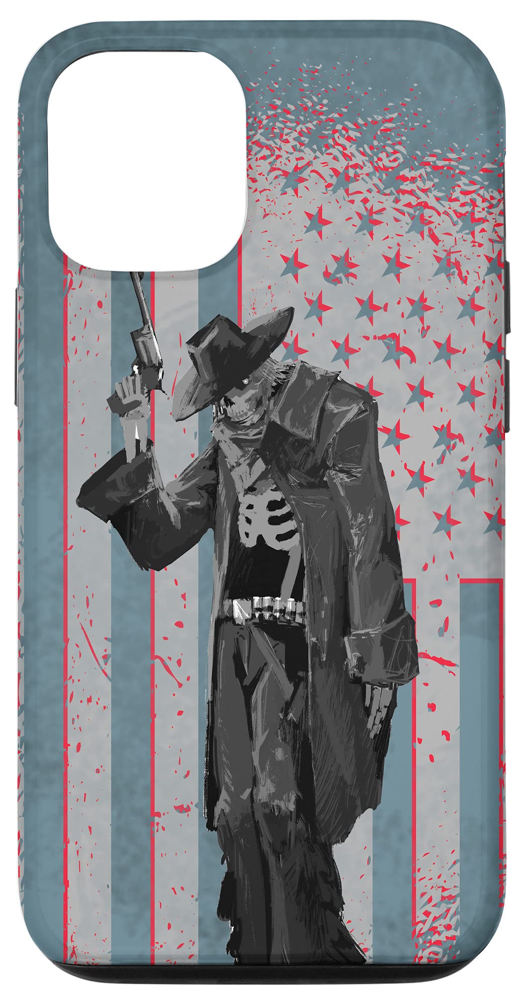 iPhone 12/12 Pro Patriotic Cowboy Skeleton Zombie Case - Durable Protective Cover for iPhone 12/12 Pro - Perfect for Halloween, Western Theme Parties & Patriotic Events