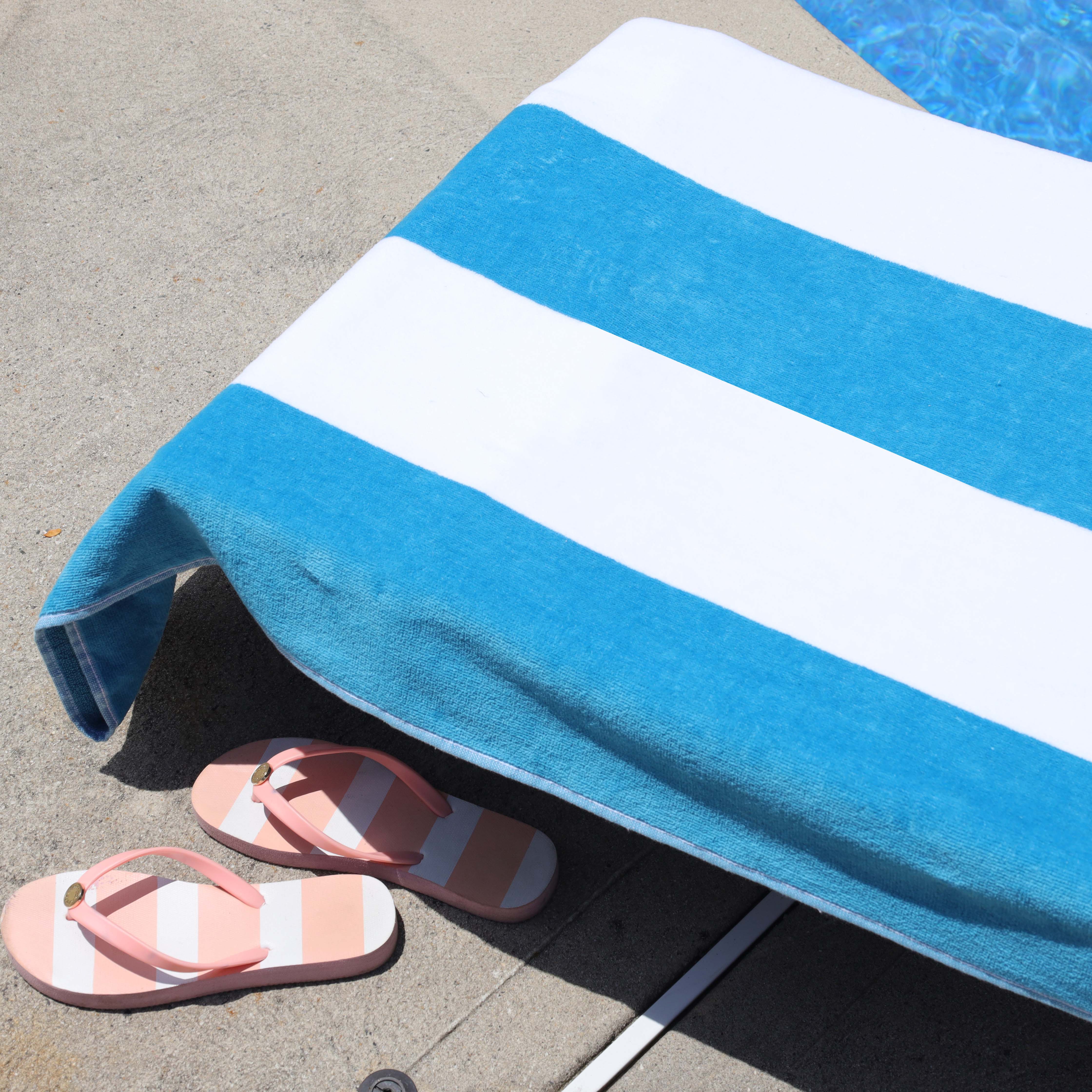 Premium Cotton Cabana Stripe Chaise Lounge Chair Cover - Standard Size, UV Resistant & Waterproof - Perfect for Poolside, Patio, and Outdoor Furniture Protection