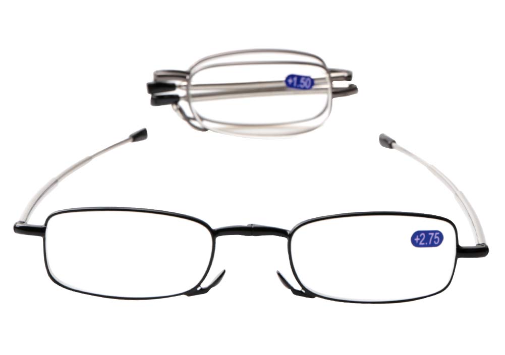 SOOLALA Reading Glasses for Women & Men - Super Lightweight, Compact & Foldable Readers (+1.00 to +4.00) - Perfect for Travel, Reading, Office & Daily Use