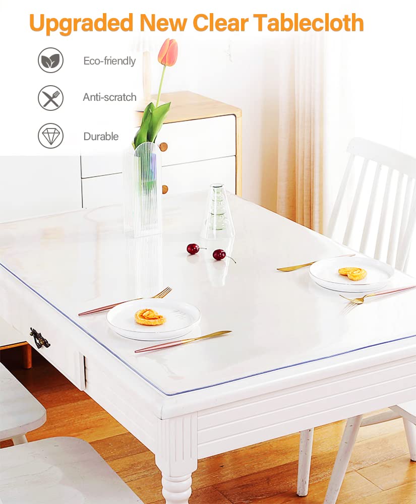 18x60 Inch Clear PVC Desk Protector - 1.5mm Thick Rectangular Vinyl Table Cover for Office, Computer, Writing Desk, Dresser & Nightstand | Waterproof, Scratch-Resistant Workspace Protector for Home & Office Use