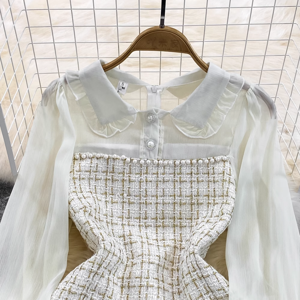 Elegant Autumn Chiffon Long Sleeve A-Line Short Dress 1609 - Perfect for Fall Weddings, Date Nights & Office Wear