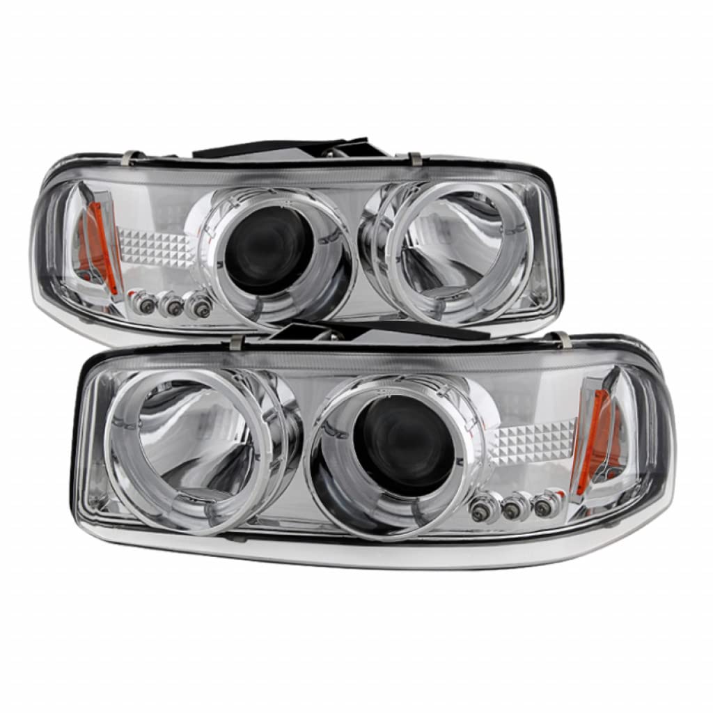 2007 GMC Sierra 1500/3500 Classic LED Projector Headlights Pair - Chrome Housing, High Performance Lighting | Perfect for Night Driving & Off-Road Adventures | Spyder Auto Part #5009364