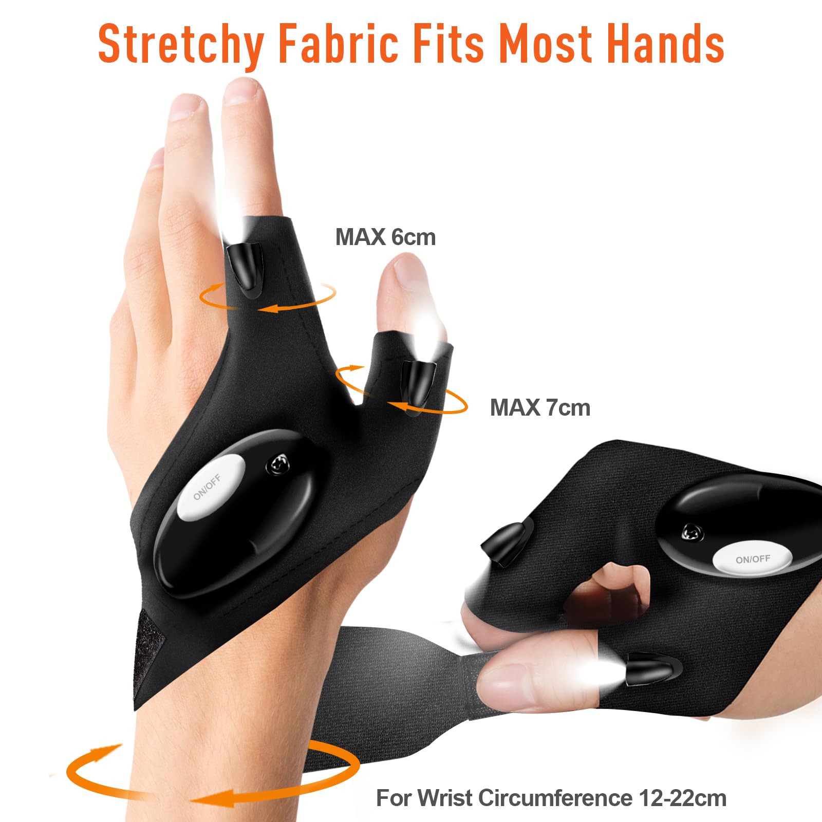 LED Flashlight Gloves for Men - Hands-Free Lighting for Camping, Hiking, Fishing & Outdoor Activities - Perfect Gift for Dad, Husband, Grandpa - Birthday, Father's Day & Christmas Present - Cool Gadgets & Camping Essentials