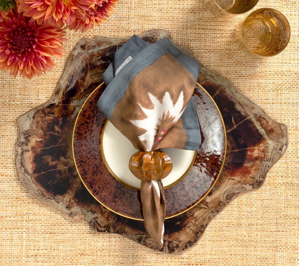 Premium Brown & Multi-Color Fossil Placemat Set of 4 - Elegant Table Setting for Dining Room, Kitchen, or Outdoor Entertaining