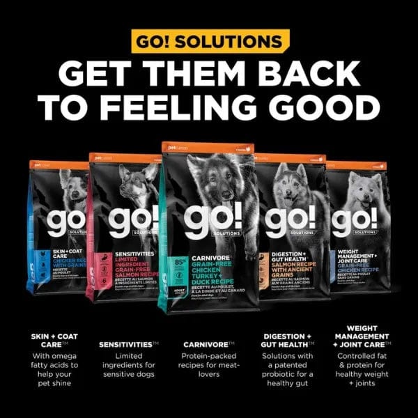 Go! Solutions Carnivore Grain-Free Dry Dog Food with Chicken, Turkey & Duck - High Protein Recipe for Active Dogs - Perfect for Large Breeds & Sensitive Stomachs - Ideal for Daily Feeding & Training Rewards