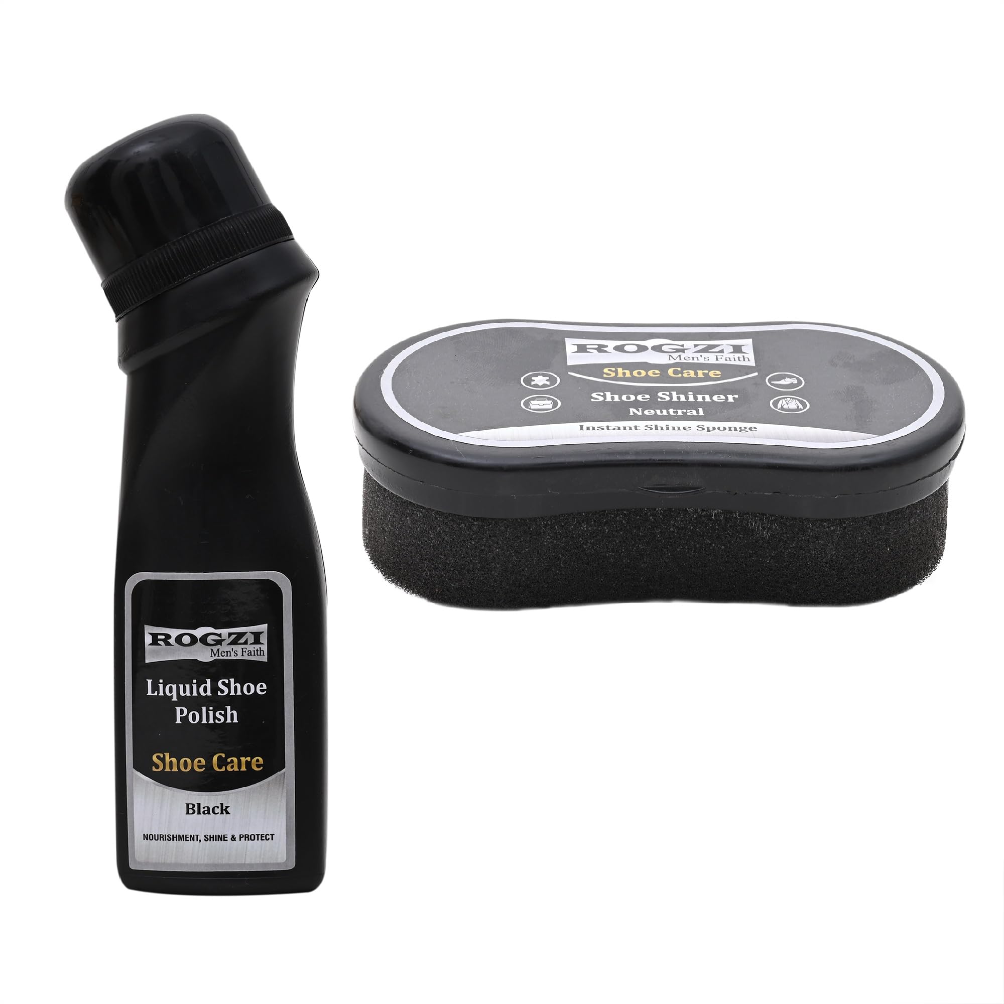 ROGZI Shoe Care Kit - Quick Shine Shoe Shining Sponge for Instant Leather Polishing | Premium Liquid Shoe Polish for Shine & Protection | Perfect for Dress Shoes, Boots & Leather Accessories