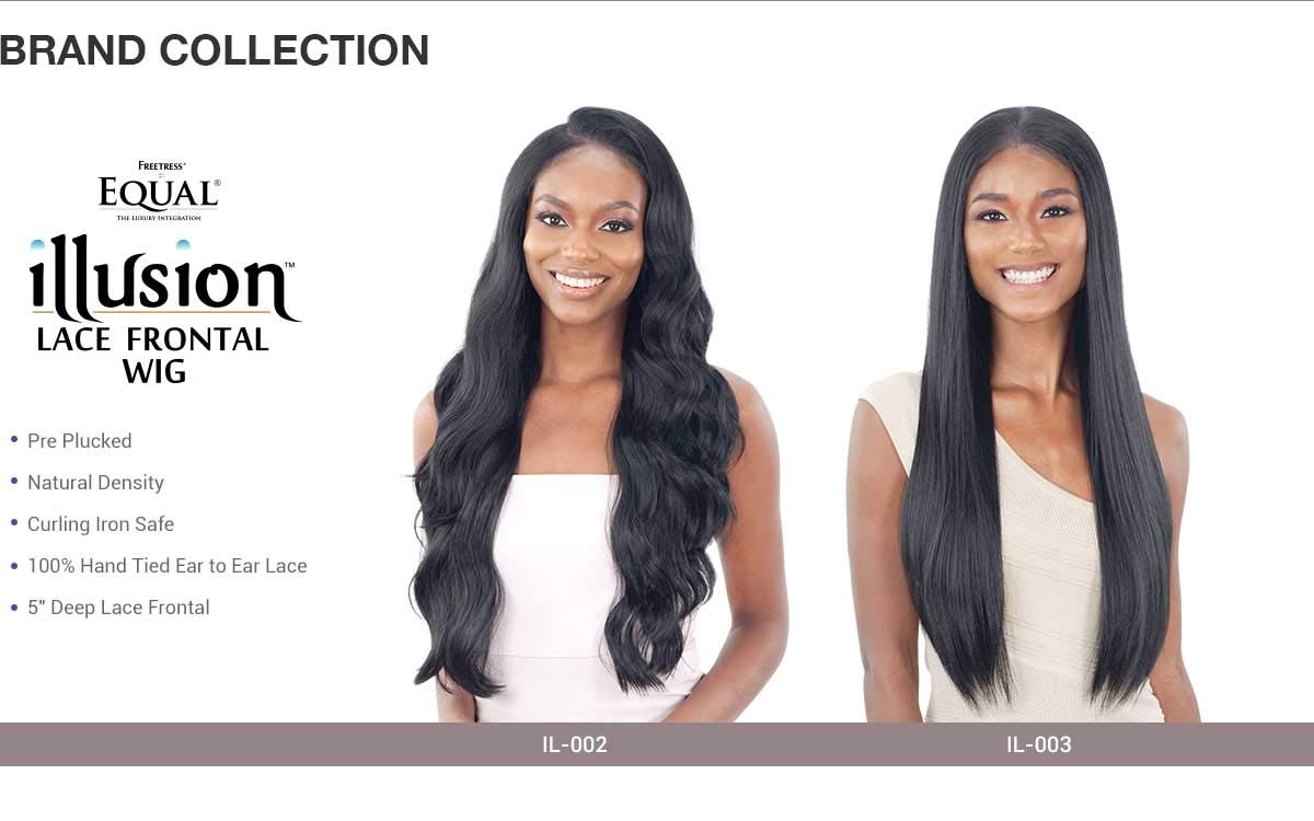 Freetress Equal Synthetic Illusion Lace Frontal Wig - IL-002 (1 Jet Black) | Natural-Looking Hairpiece for Women | Perfect for Daily Wear, Cosplay & Special Occasions