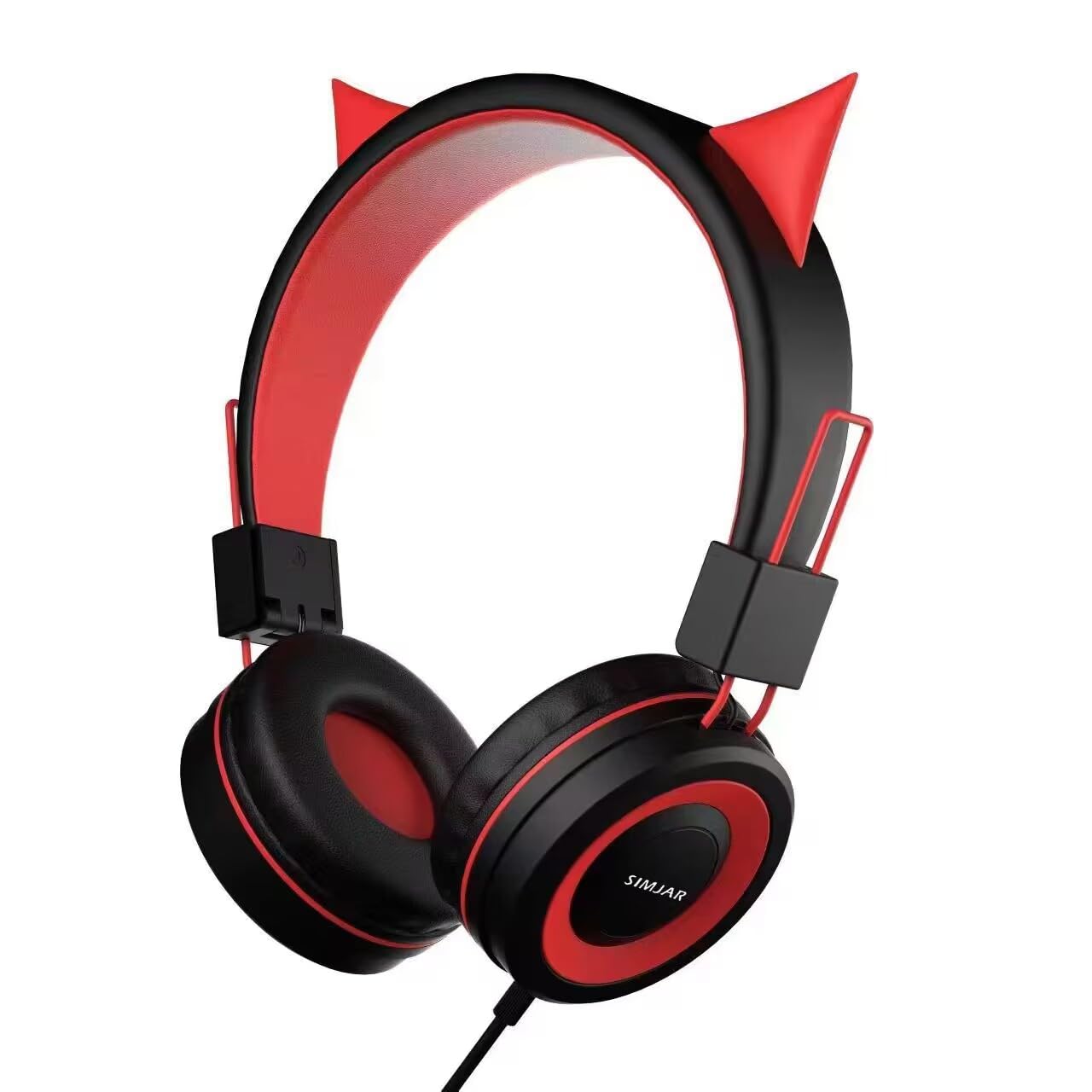 Simjar Demon Kids Headphones - Wired Foldable Headphones with Adjustable Headband, 3.5mm Jack for Boys & Girls - Perfect for Halloween, School, Online Learning, Travel, Tablet, iPad & Computer Use