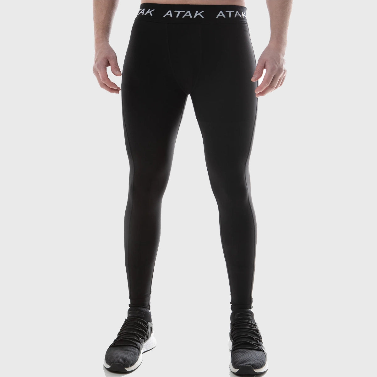 Atak Sports Men's Compression Tights - Black Performance Leggings for Running, Workout & Gym - Moisture Wicking & Muscle Support Activewear
