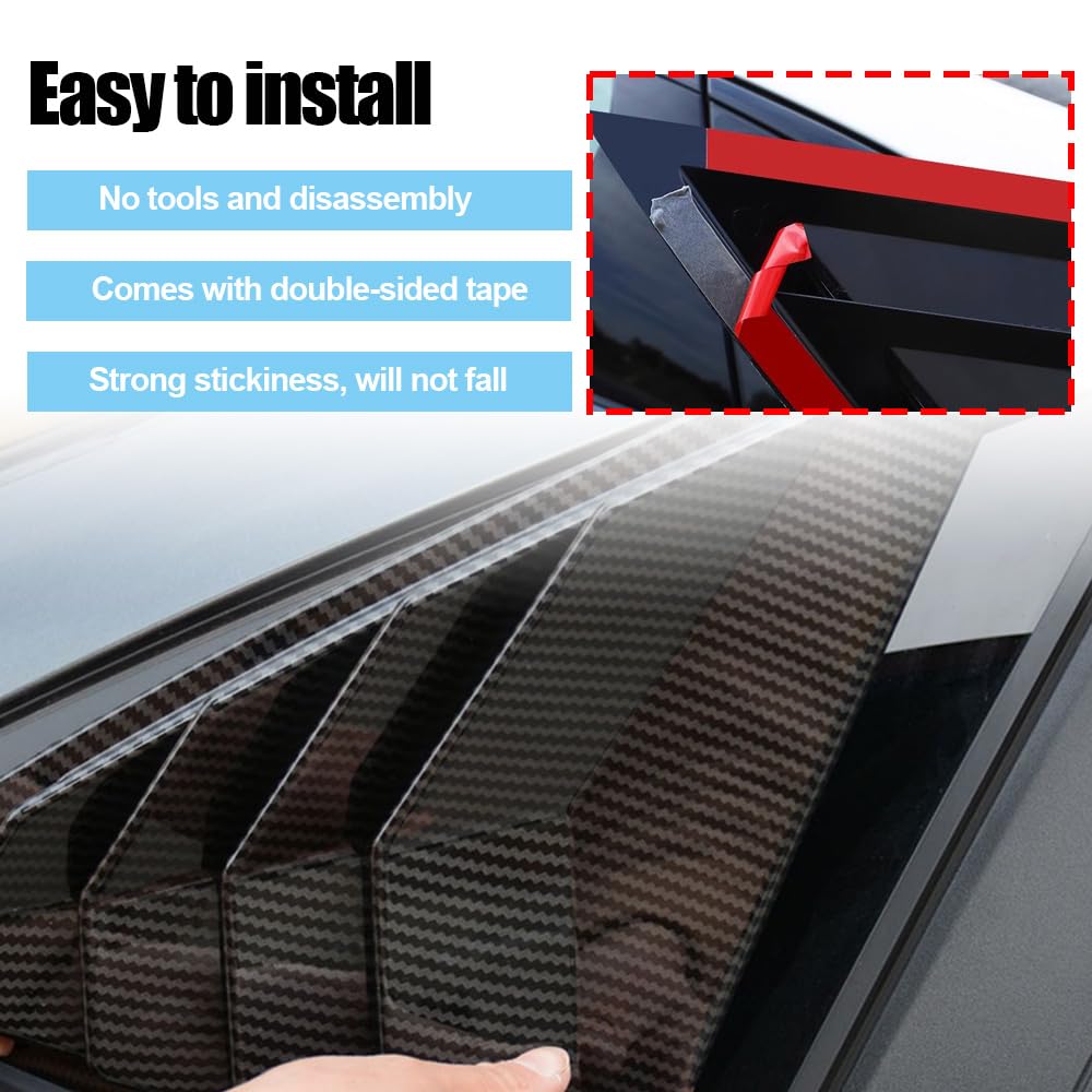 2008-2012 Honda Accord Sedan 8th Gen Window Louvers - Glossy Black Rear Side Window Sun Shade Cover | Car Exterior Accessories & Decoration Trim | Perfect for Sun Protection & Stylish Customization