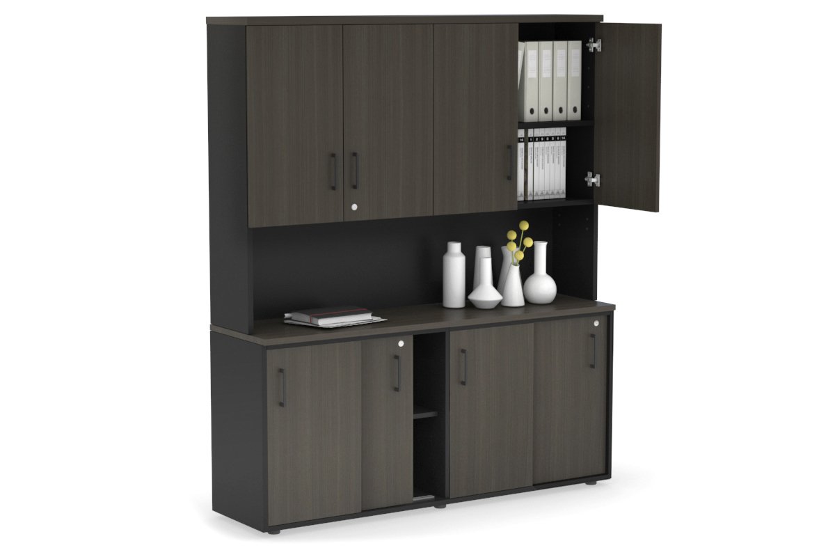 Modern Sliding Door Credenza Hutch with Storage Doors - 1600W x 750H x 450D - Perfect for Home Office, Living Room & Bedroom Organization