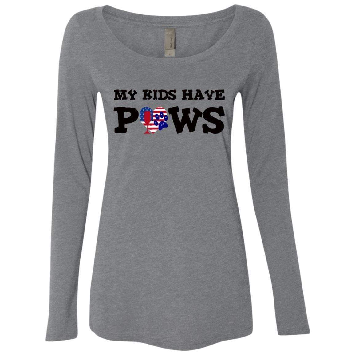 My Kids Have Paws Women's Long Sleeve Scoop Neck Tri-Blend T-Shirt - Soft & Comfortable Pet Lover Apparel for Casual Wear & Dog Mom Outfits
