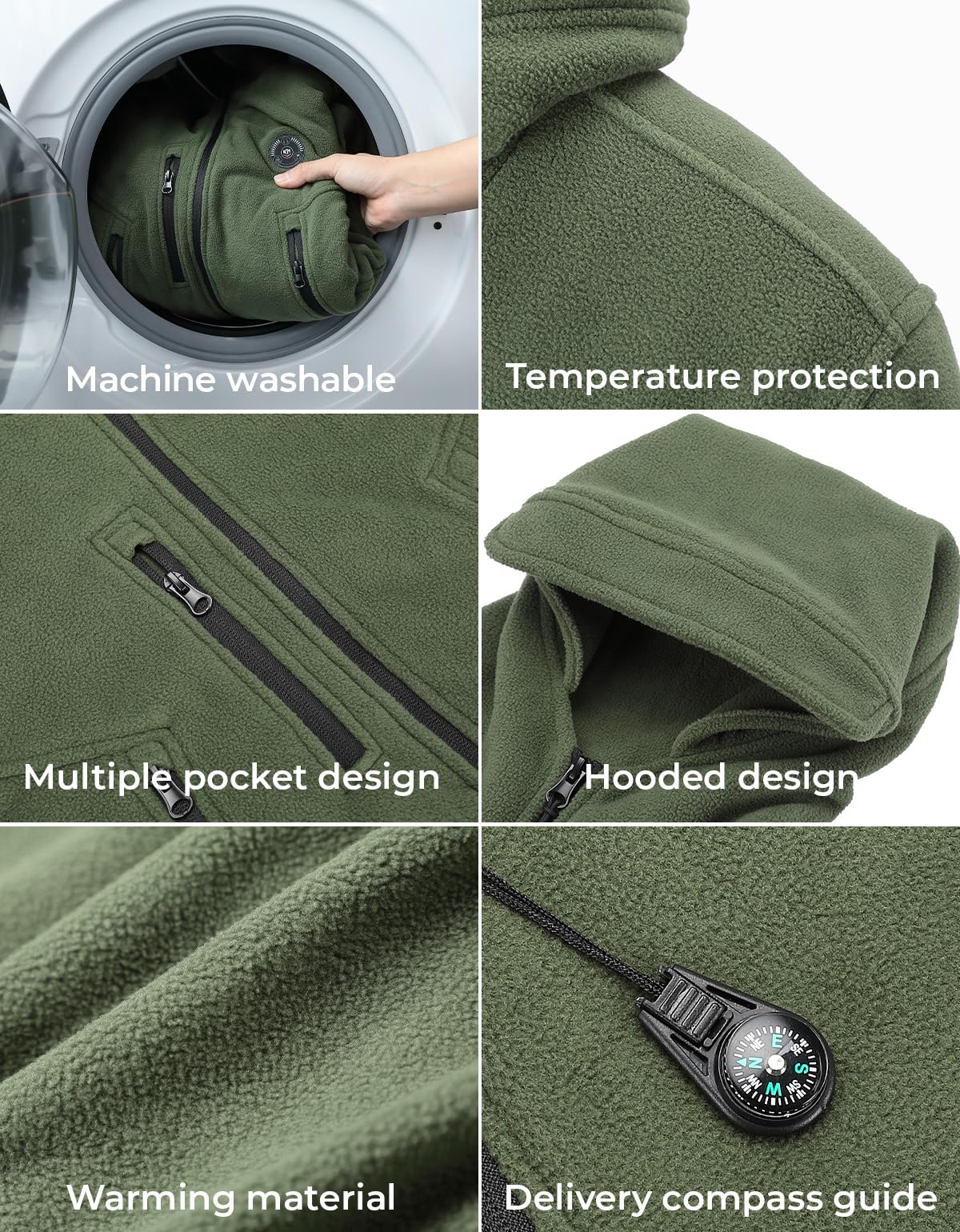 KEMIMOTO Men's Heated Jacket - Soft 12V 15000mAh Battery Heated Hoodie with APP Control, Tactical Winter Wear for Outdoor Work, Hunting & Motorcycle Riding