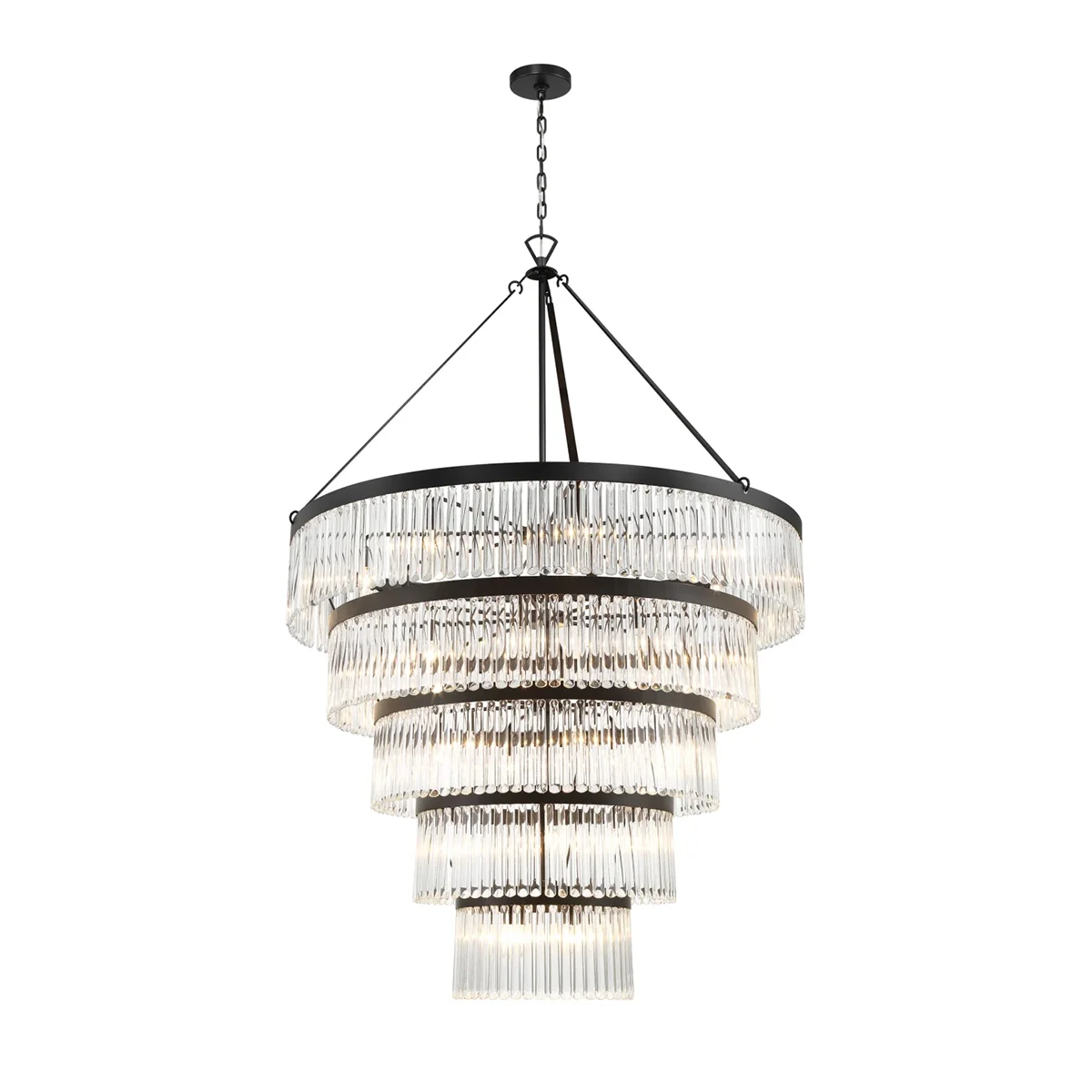 Emilie Crystal Waterfall 5-Tier Chandelier with 30 Lights - 48W Modern Ceiling Light Fixture for Dining Room, Living Room, and Bedroom Decor