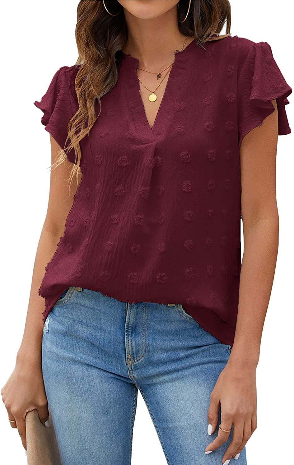 Women's V Neck Lace Crochet Tunic Top - Flowy Casual Blouse Shirt for Summer, Beach, and Boho Style Outfits | Perfect for Date Night, Vacation, and Everyday Wear
