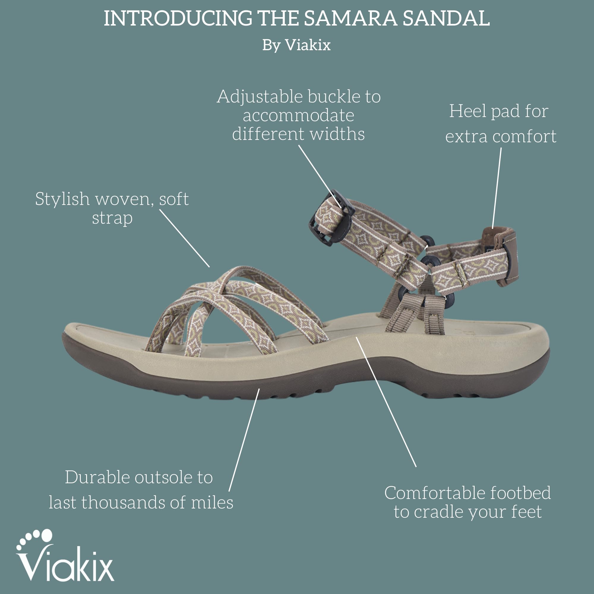 Viakix Women's Walking Sandals - Comfortable & Stylish Athletic Sandals for Hiking, Outdoor Adventures, Travel, Sports & Beach | Perfect for Walking, Jogging & Summer Vacations