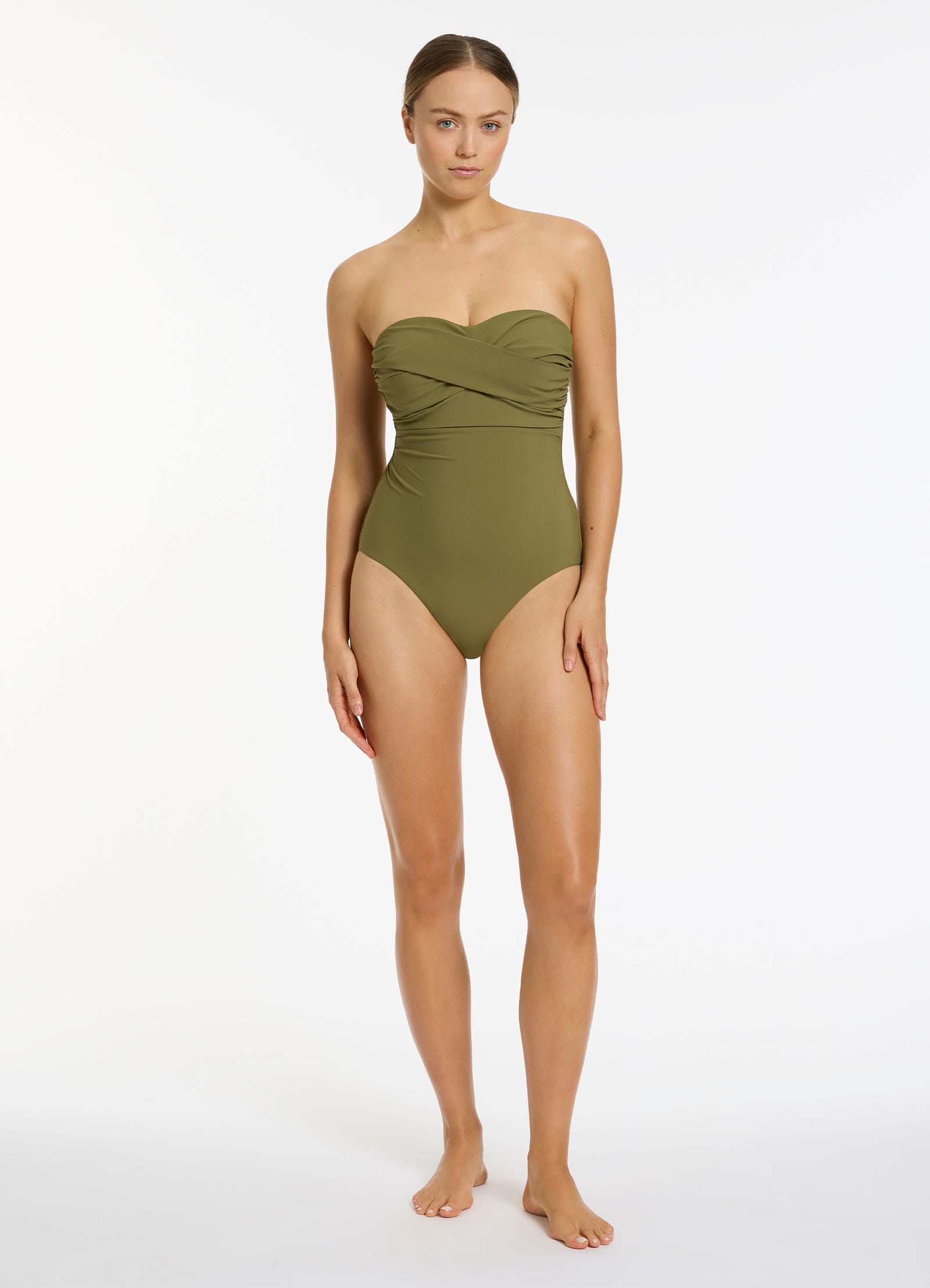 Jetset DD Twist Front One Piece Swimsuit - Sexy Moss Green Monokini for Women, Perfect for Beach Vacations & Pool Parties