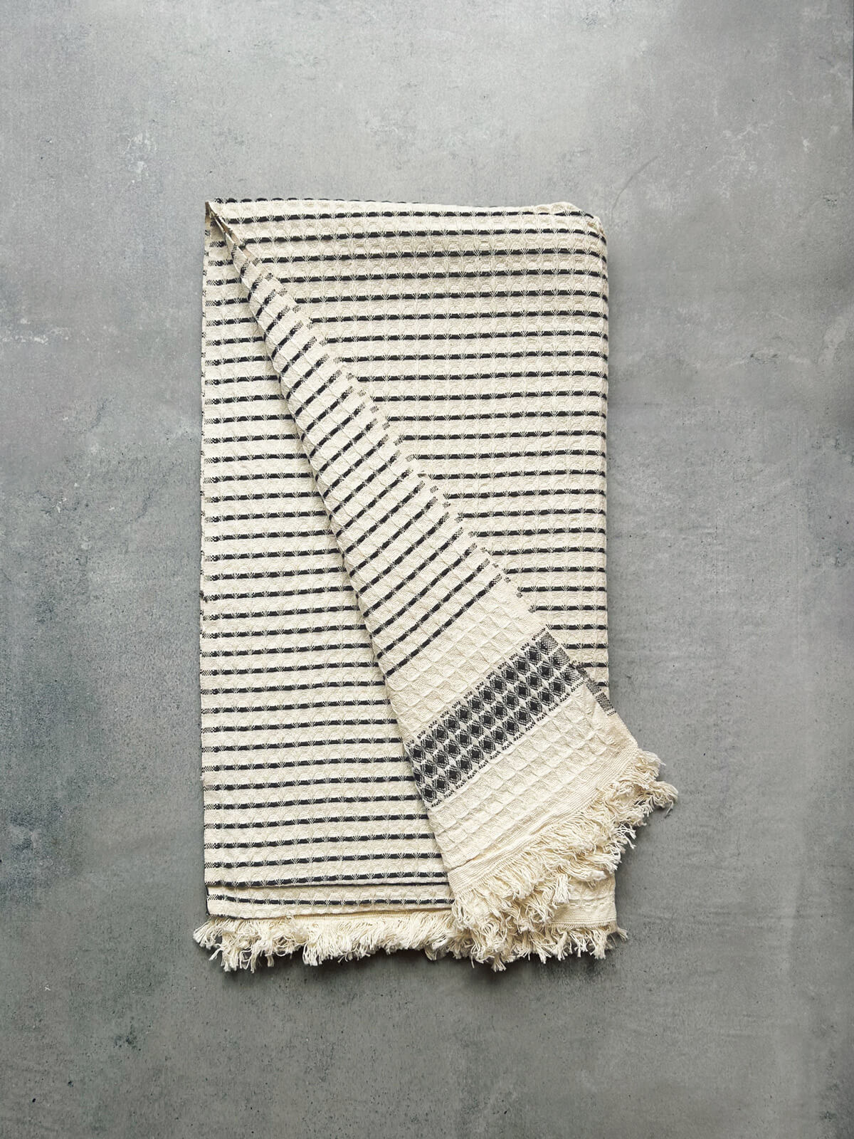Premium Milos Check Hammam Towel - Soft & Absorbent Turkish Bath Towel in Charcoal Grey | Perfect for Spa, Beach, Yoga & Home Decor
