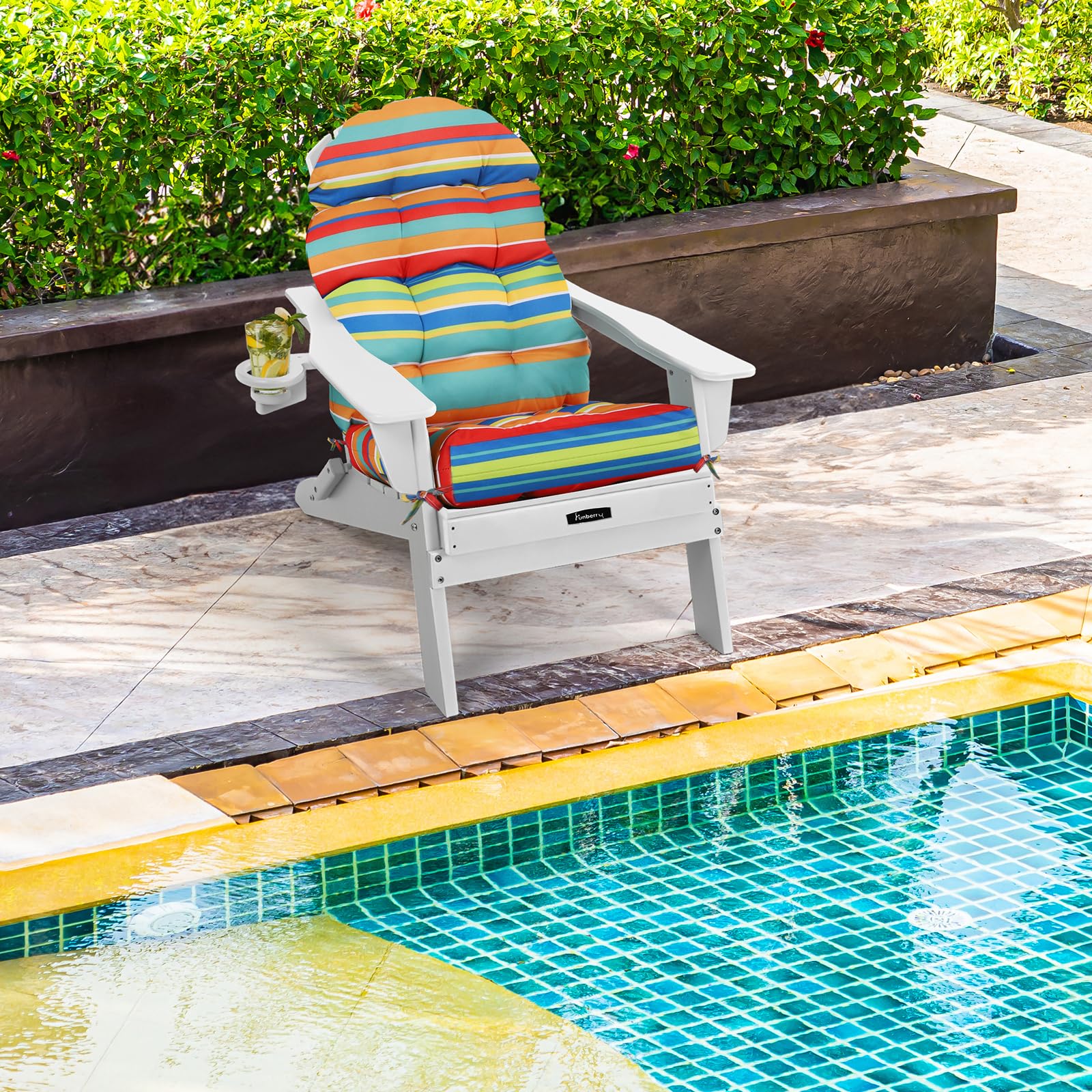 **FUNBERRY 4-Piece Patio Chair Cushions Set – Thick, Comfortable, Non-Slip, Waterproof & Fade-Resistant with Ties – Perfect for Rocking Chairs, Outdoor Lounging, and Backyard Relaxation**